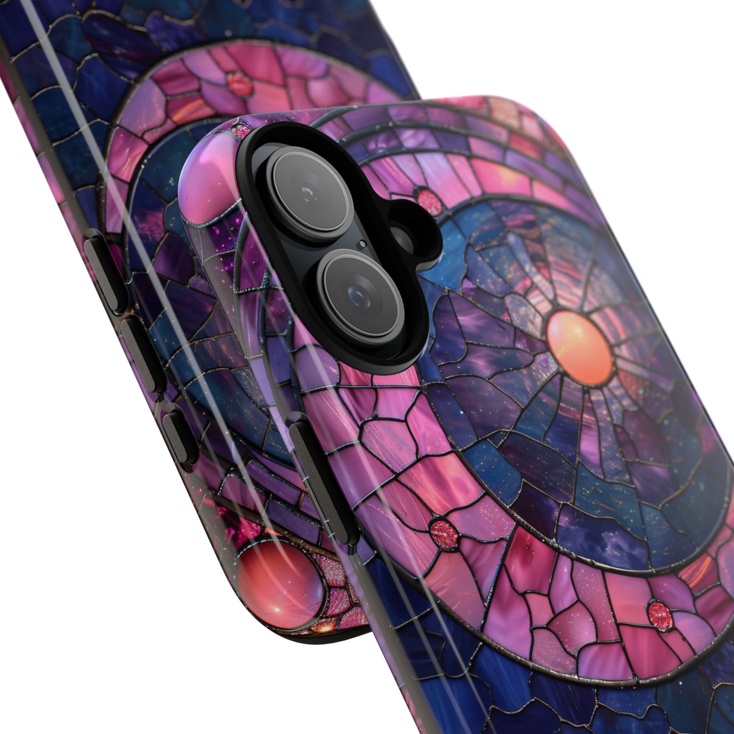 Pink Moon Tough Phone Cases in Stained Glass Design