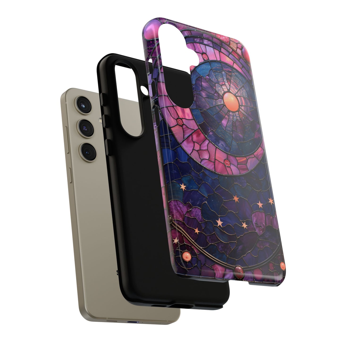 Pink Moon Tough Phone Cases in Stained Glass Design