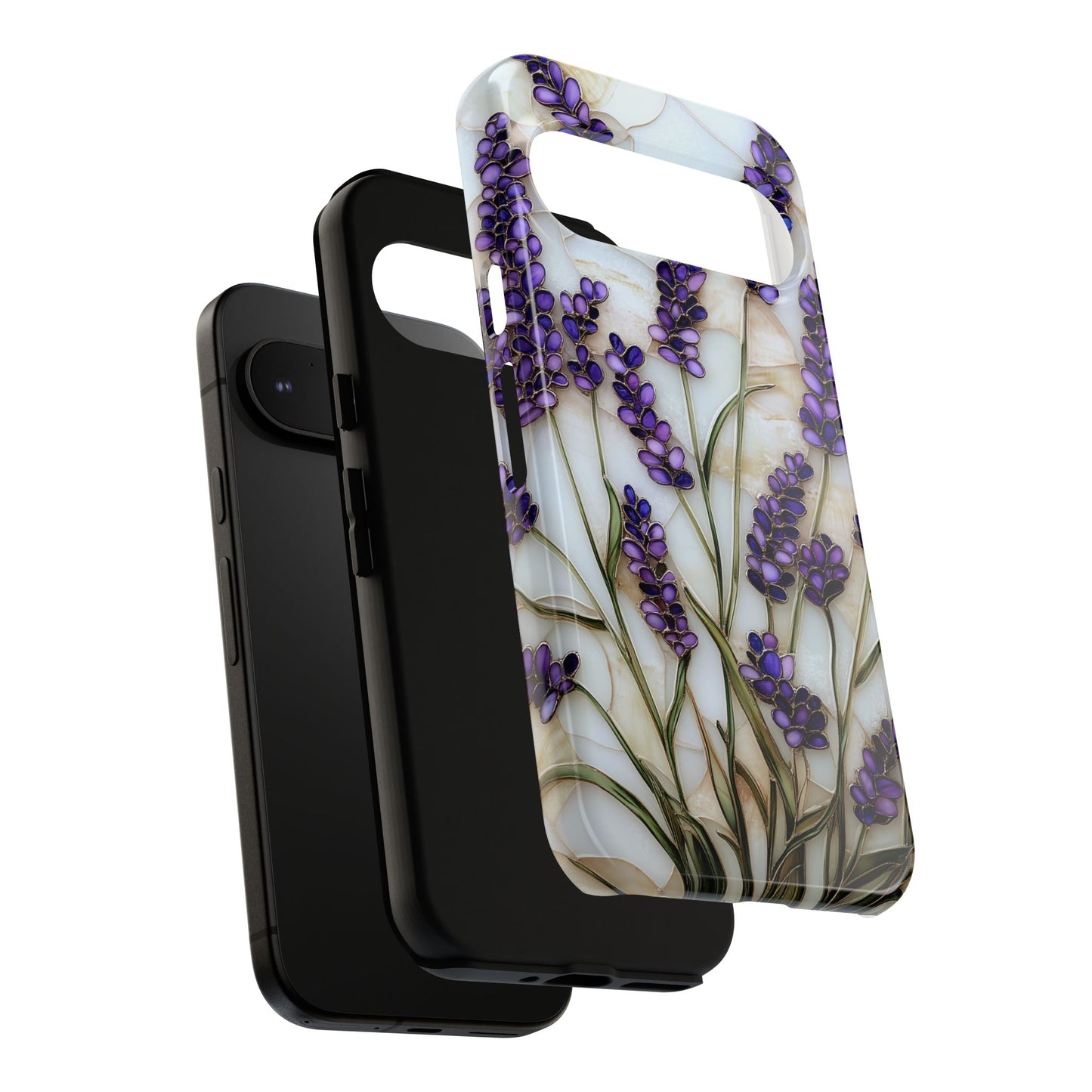 Floral Phone Case With Lavender in Stained Glass Motif