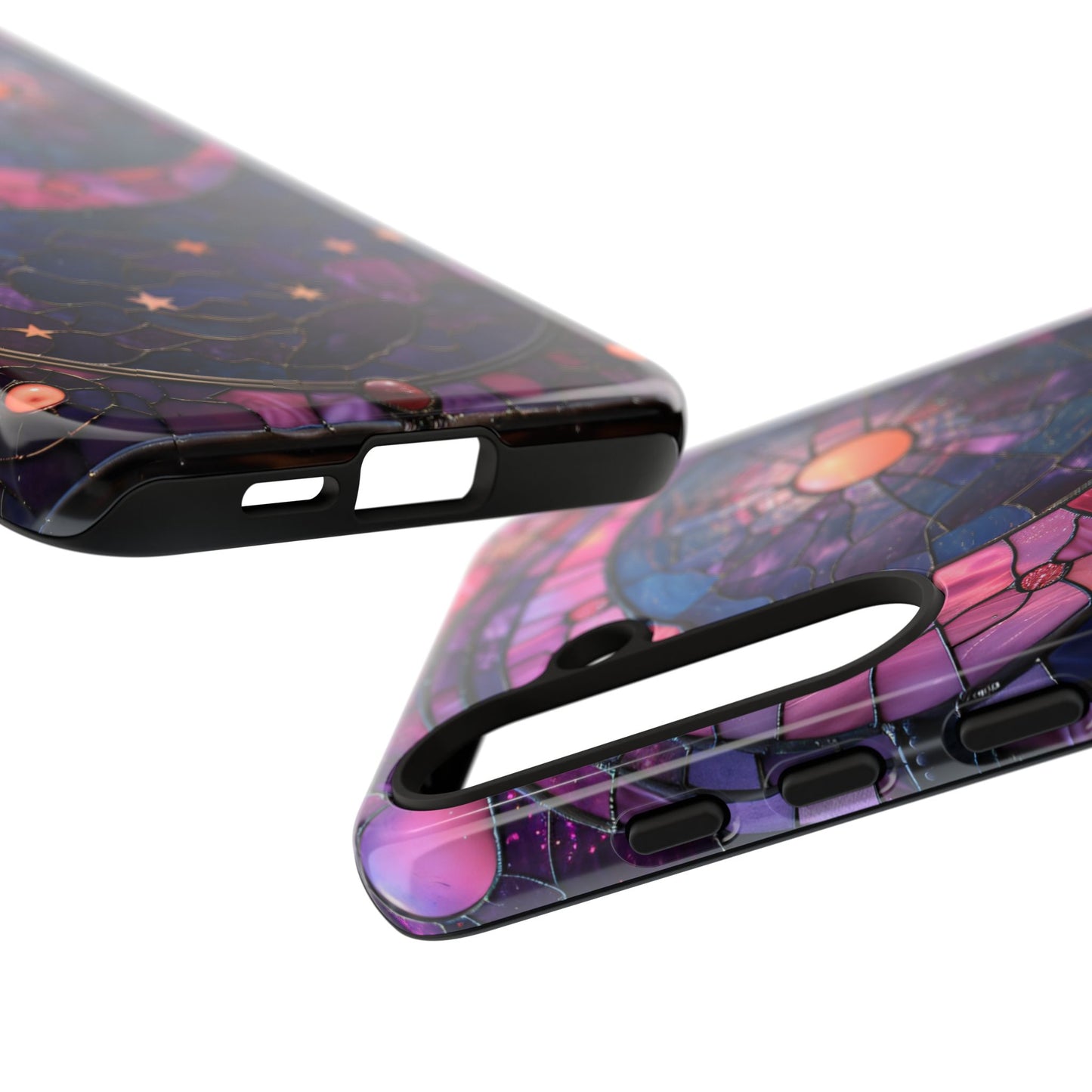 Pink Moon Tough Phone Cases in Stained Glass Design