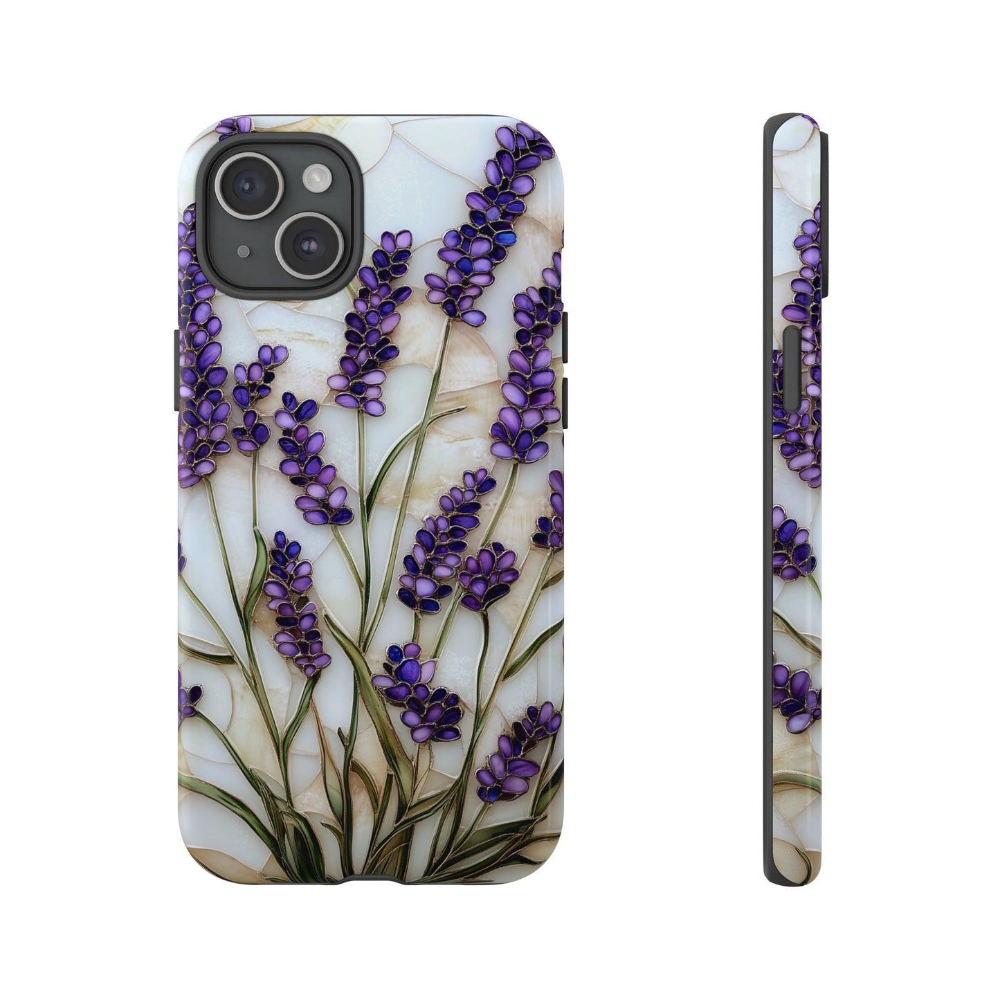 Floral Phone Case With Lavender in Stained Glass Motif
