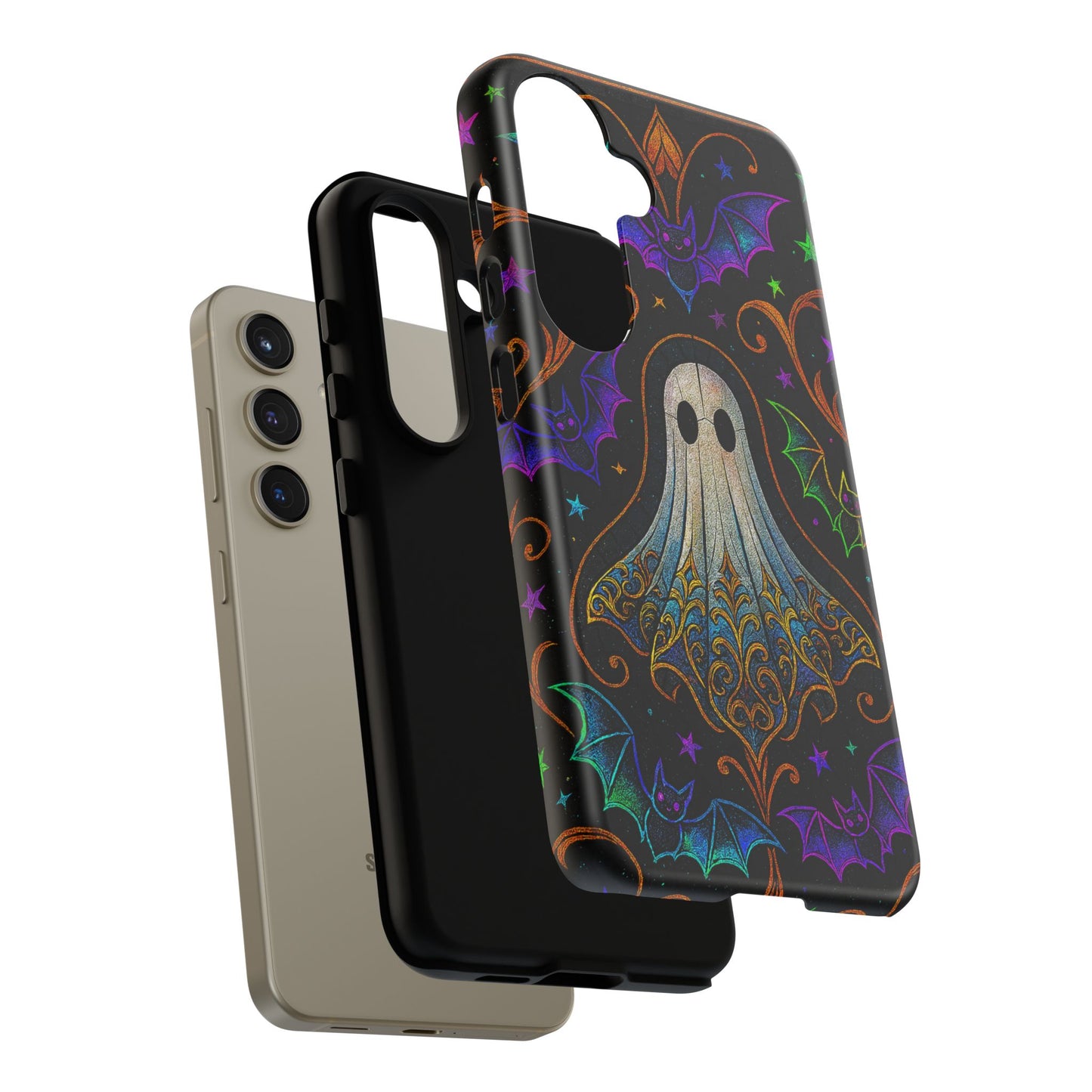 Spooky Cute Ghost Phone Cases - Adorable Neon Bats