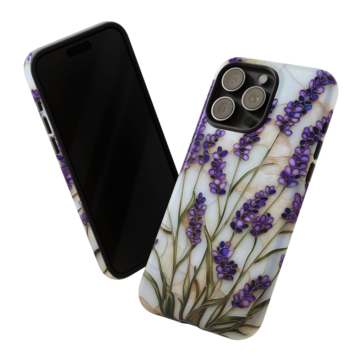 Floral Phone Case With Lavender in Stained Glass Motif