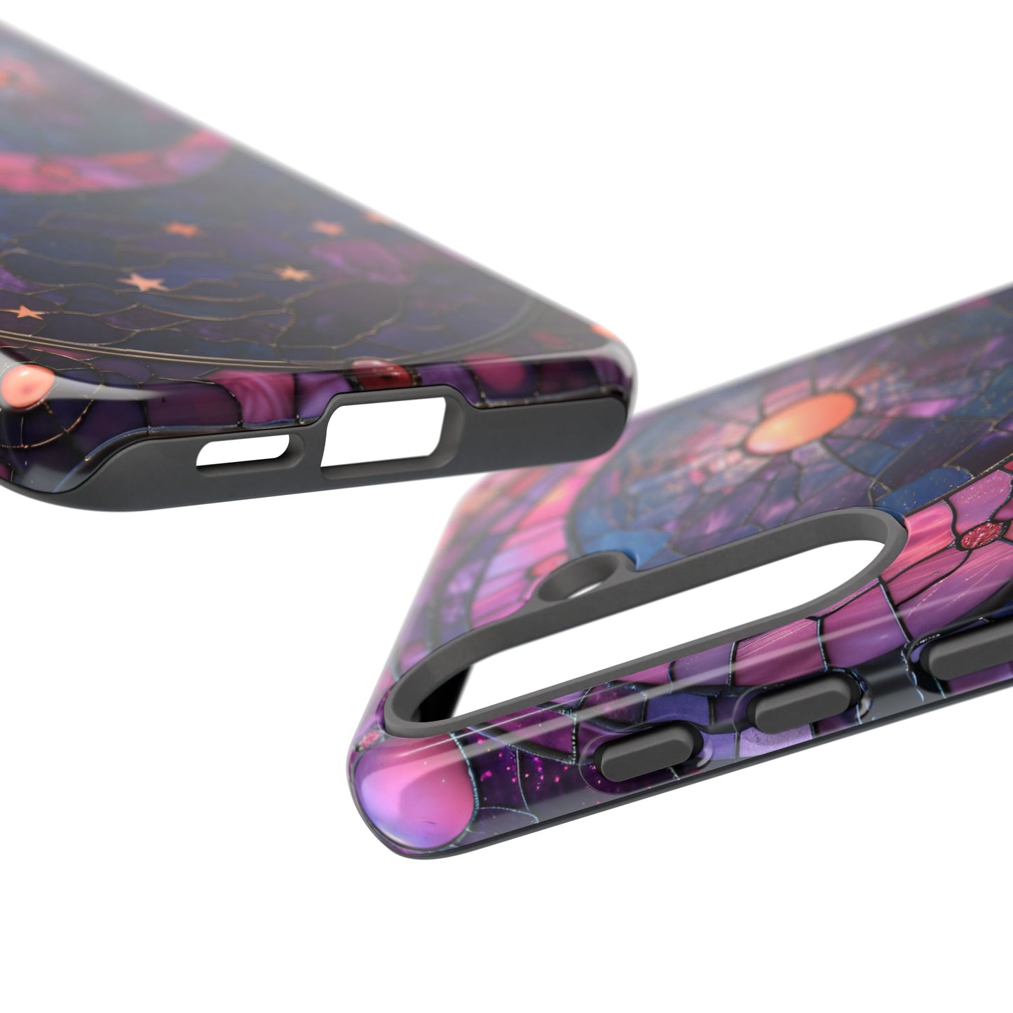 Pink Moon Tough Phone Cases in Stained Glass Design