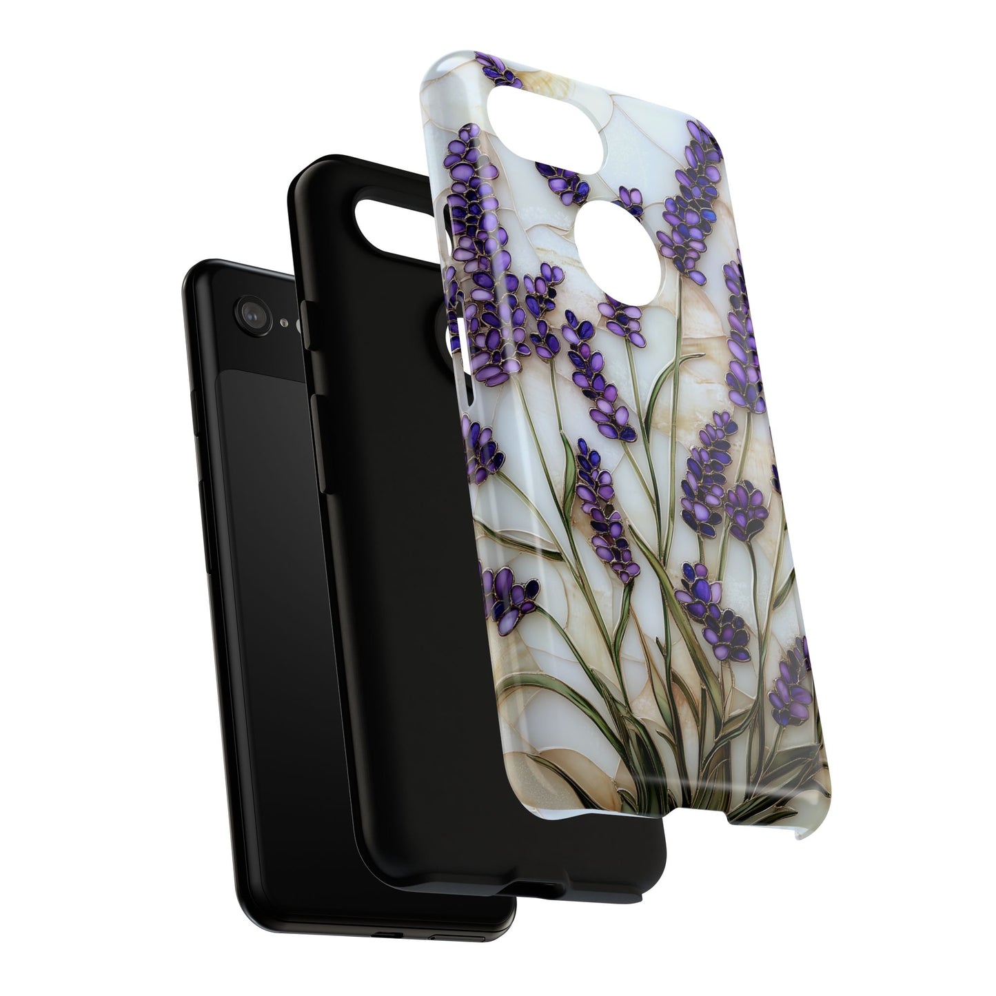 Floral Phone Case With Lavender in Stained Glass Motif