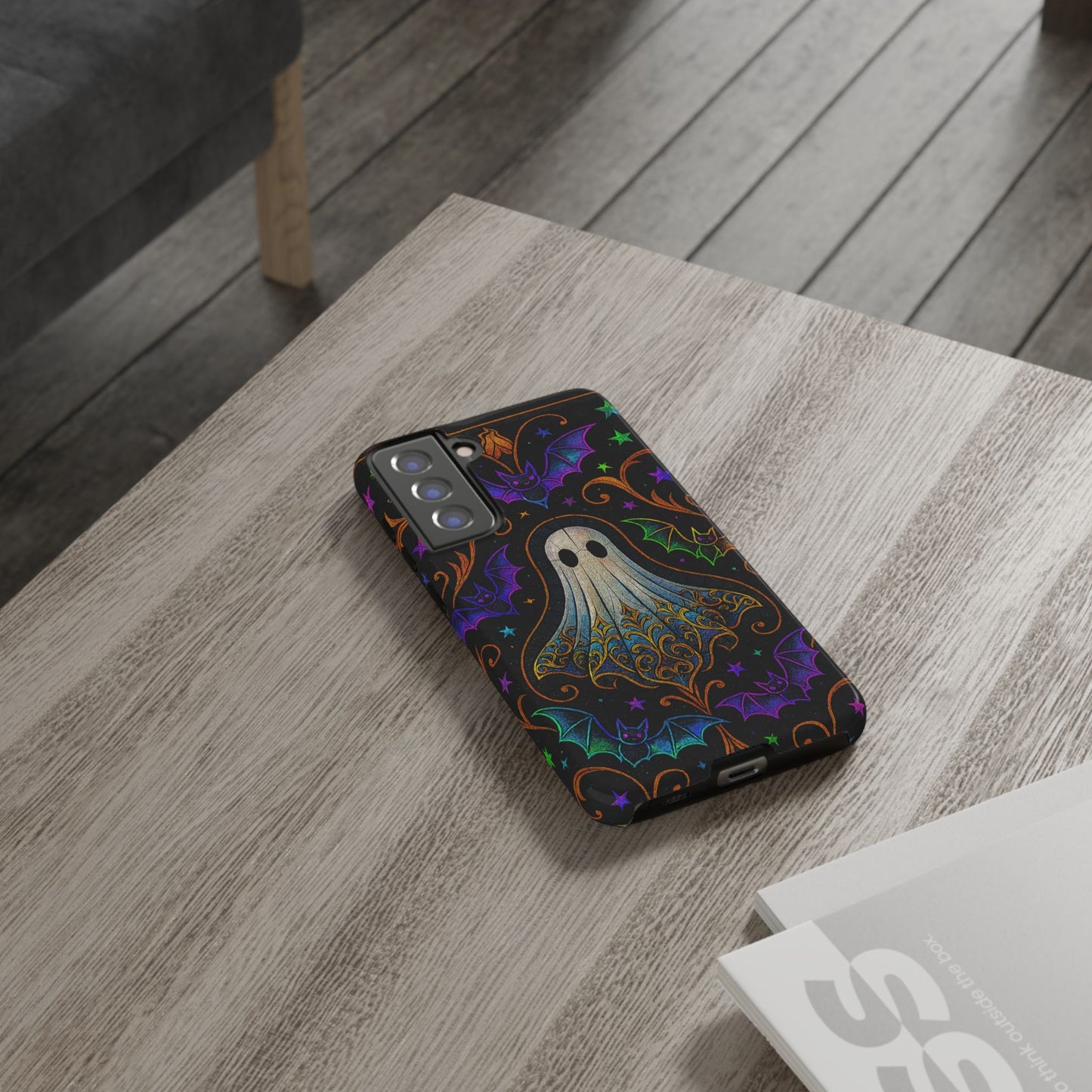 Spooky Cute Ghost Phone Cases - Adorable Neon Bats