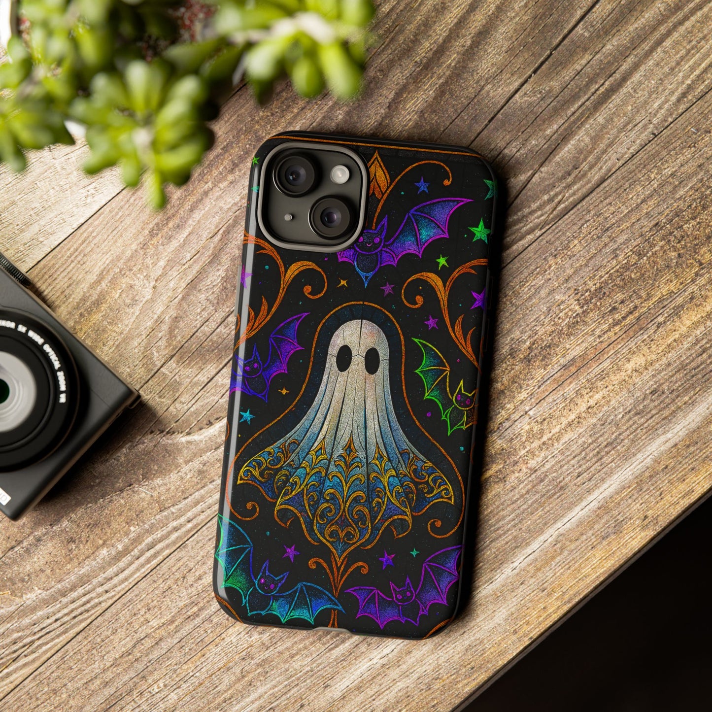 Spooky Cute Ghost Phone Cases - Adorable Neon Bats