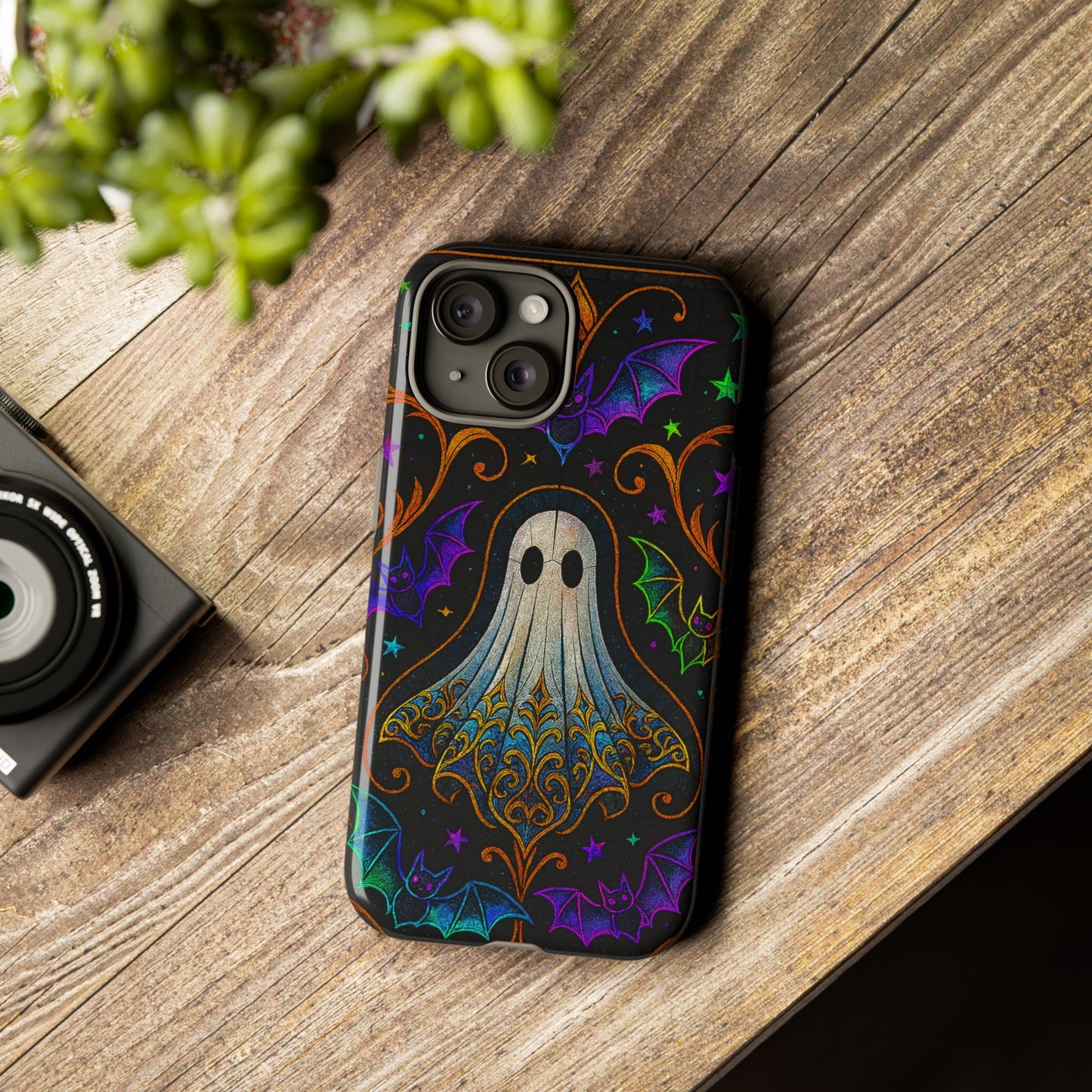 Spooky Cute Ghost Phone Cases - Adorable Neon Bats