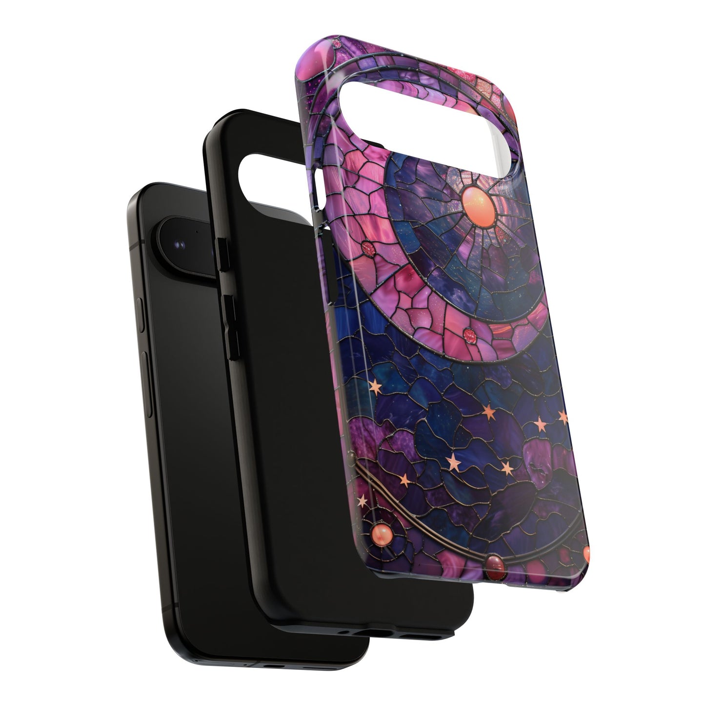 Pink Moon Tough Phone Cases in Stained Glass Design