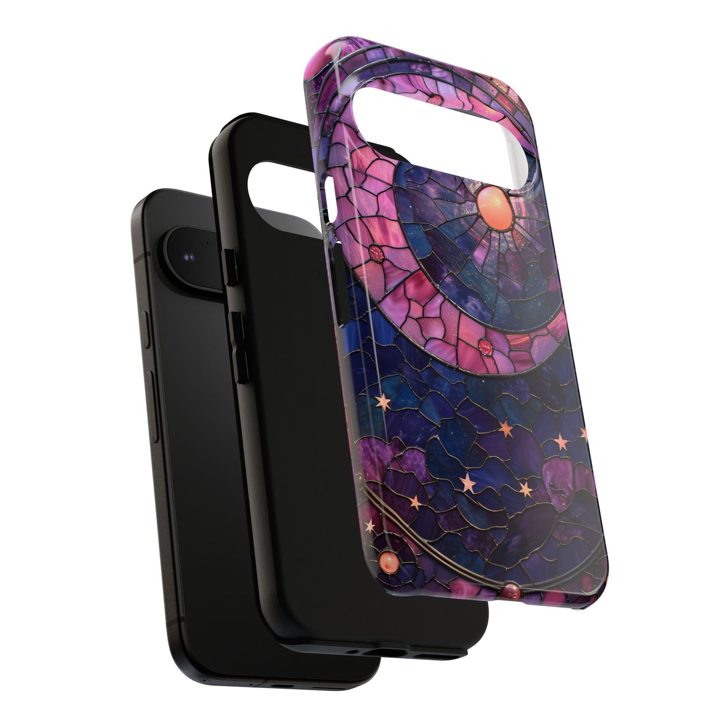 Pink Moon Tough Phone Cases in Stained Glass Design