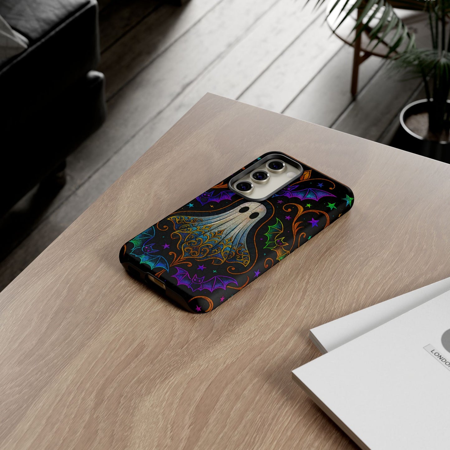 Spooky Cute Ghost Phone Cases - Adorable Neon Bats