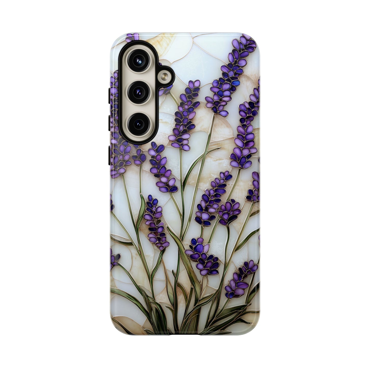 Floral Phone Case With Lavender in Stained Glass Motif