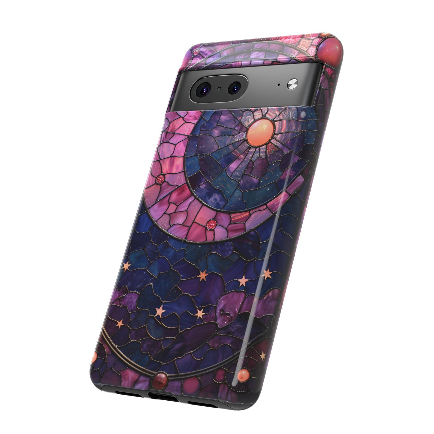 Pink Moon Tough Phone Cases in Stained Glass Design