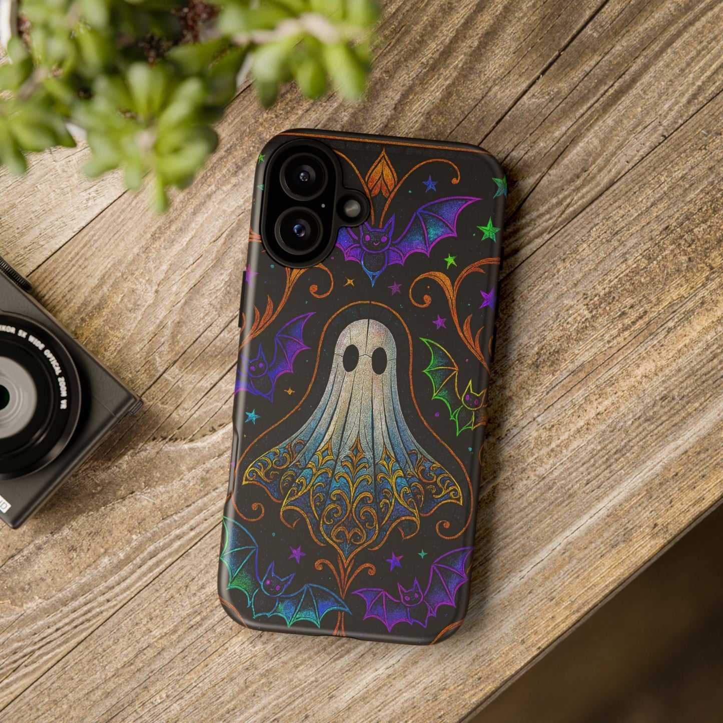 Spooky Cute Ghost Phone Cases - Adorable Neon Bats