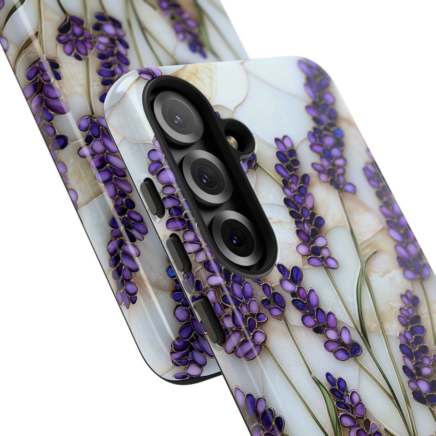Floral Phone Case With Lavender in Stained Glass Motif