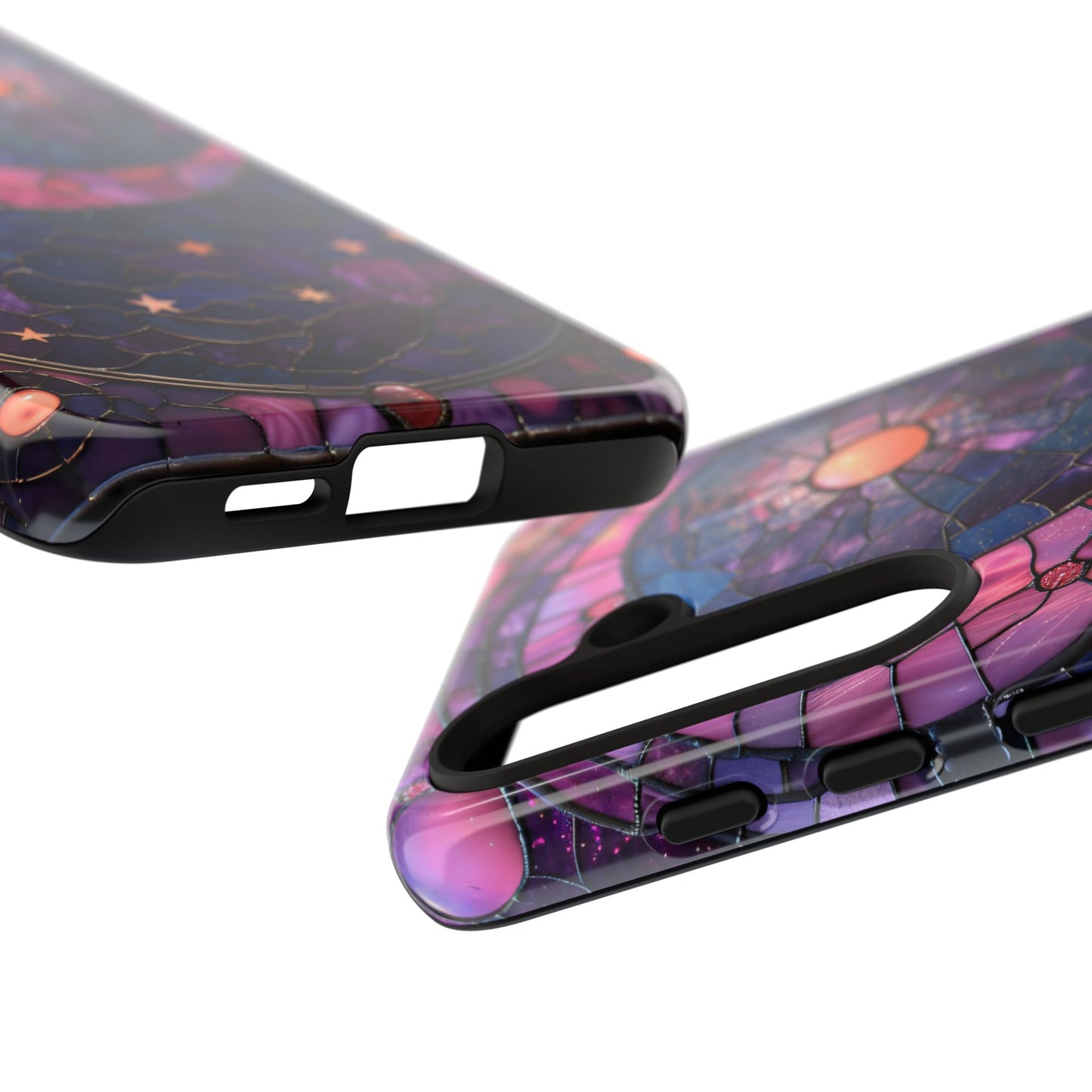 Pink Moon Tough Phone Cases in Stained Glass Design
