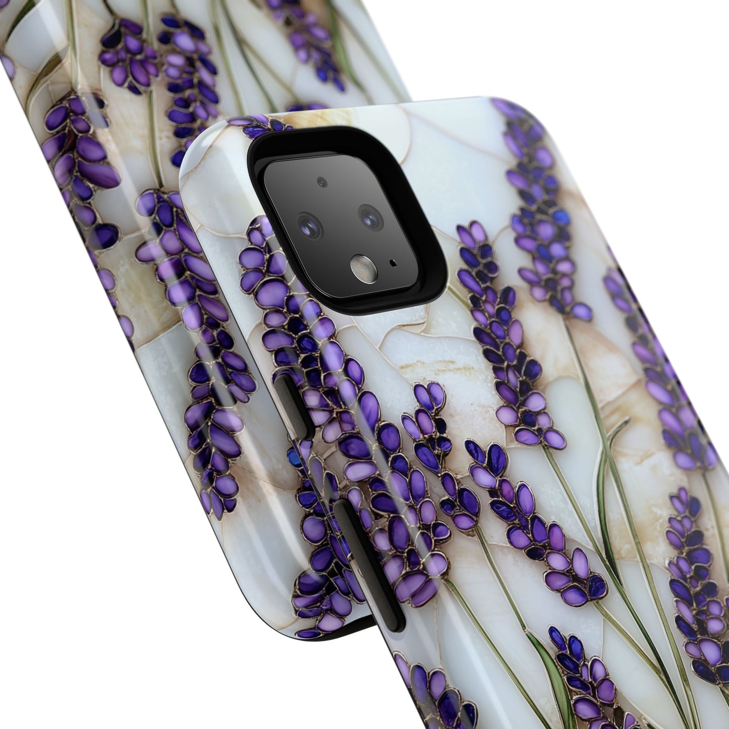 Floral Phone Case With Lavender in Stained Glass Motif