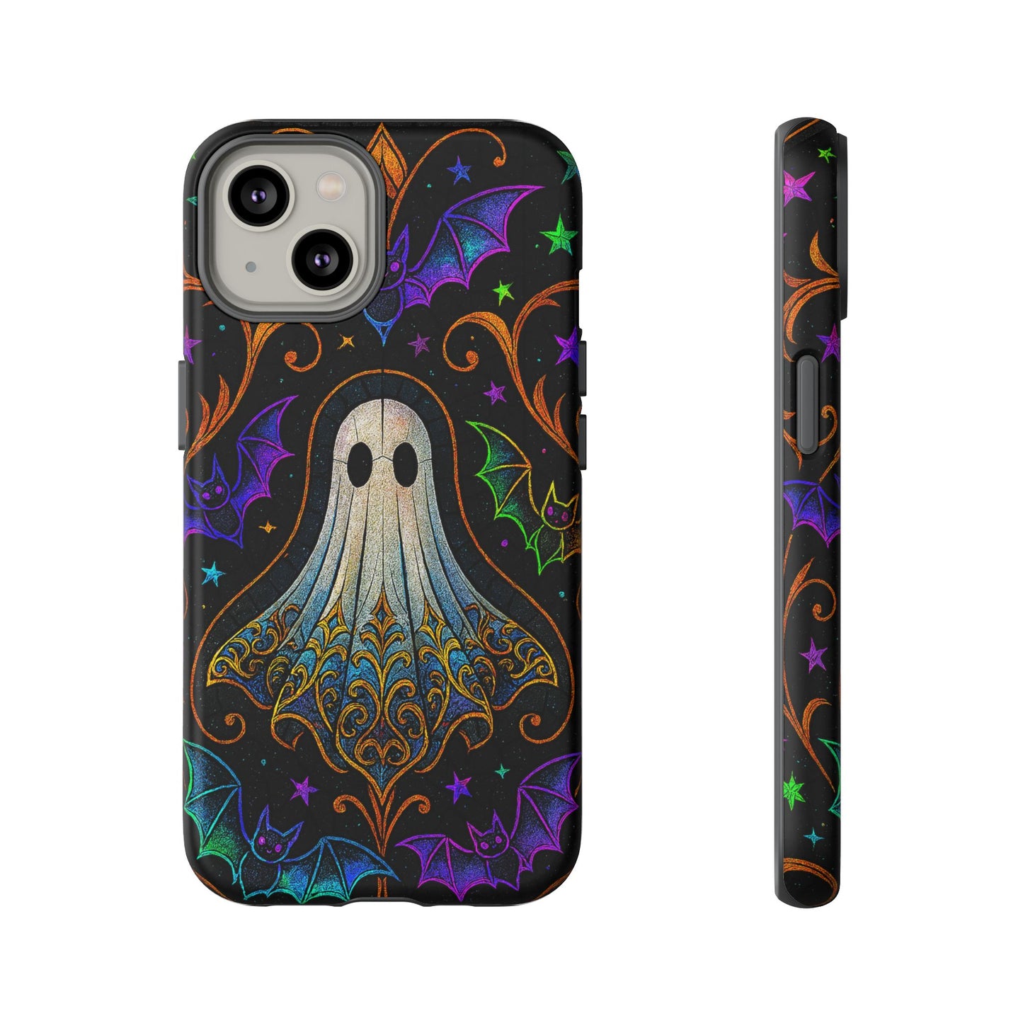 Spooky Cute Ghost Phone Cases - Adorable Neon Bats