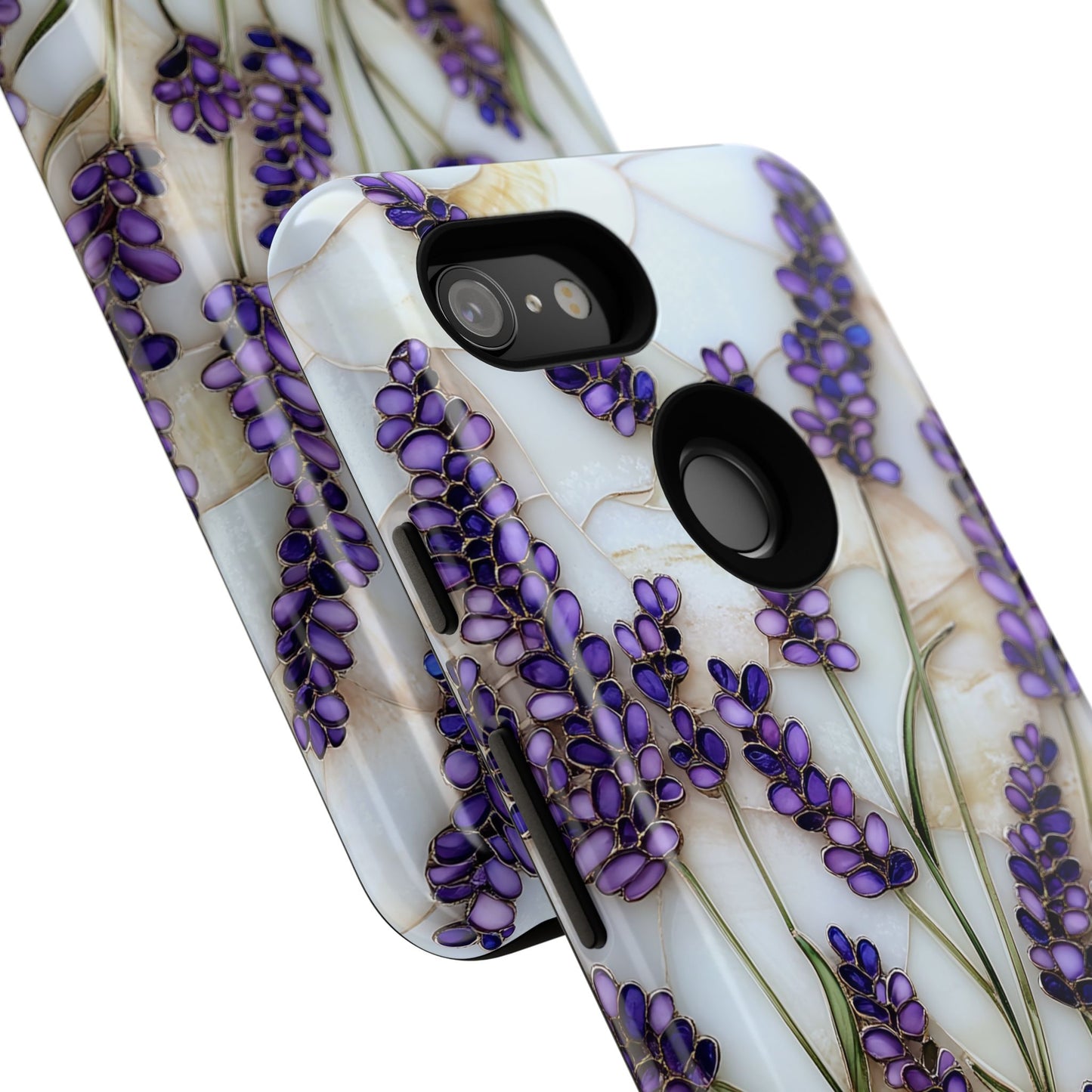 Floral Phone Case With Lavender in Stained Glass Motif
