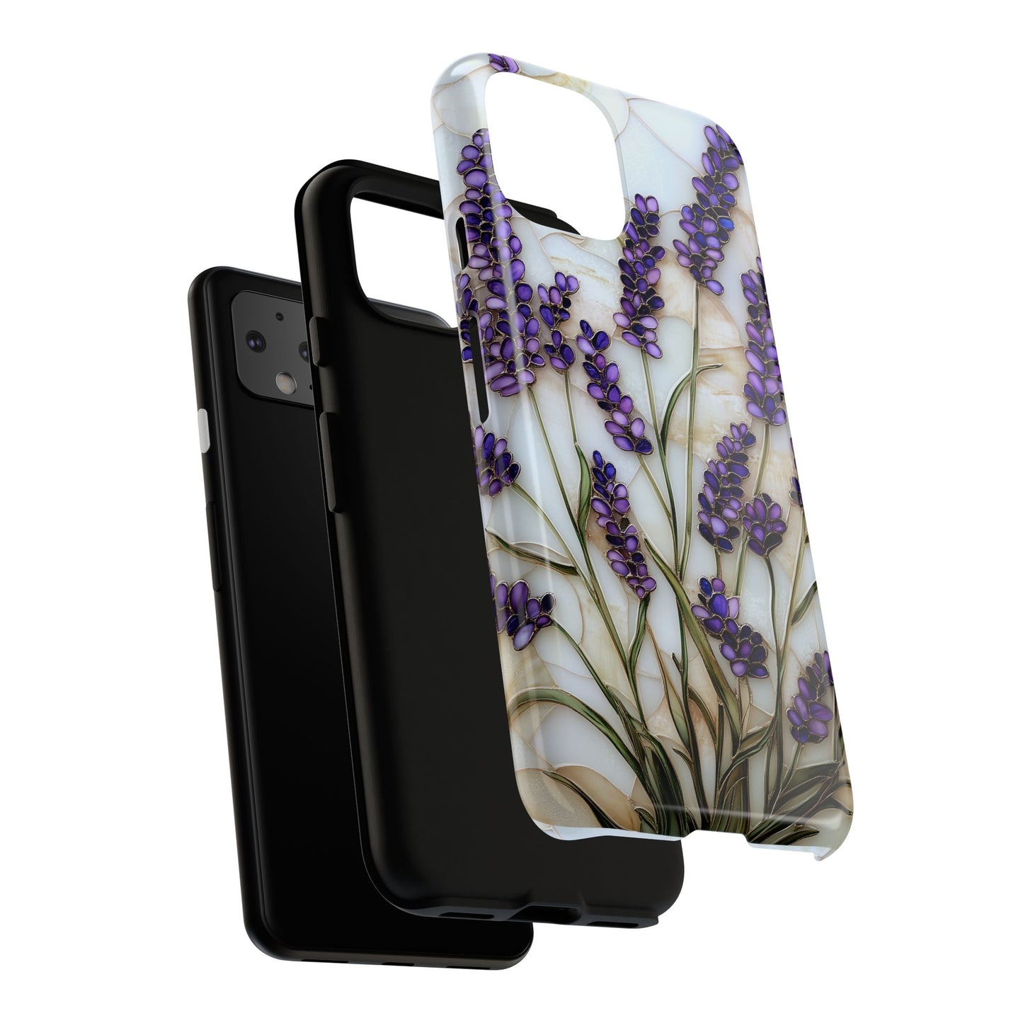 Floral Phone Case With Lavender in Stained Glass Motif