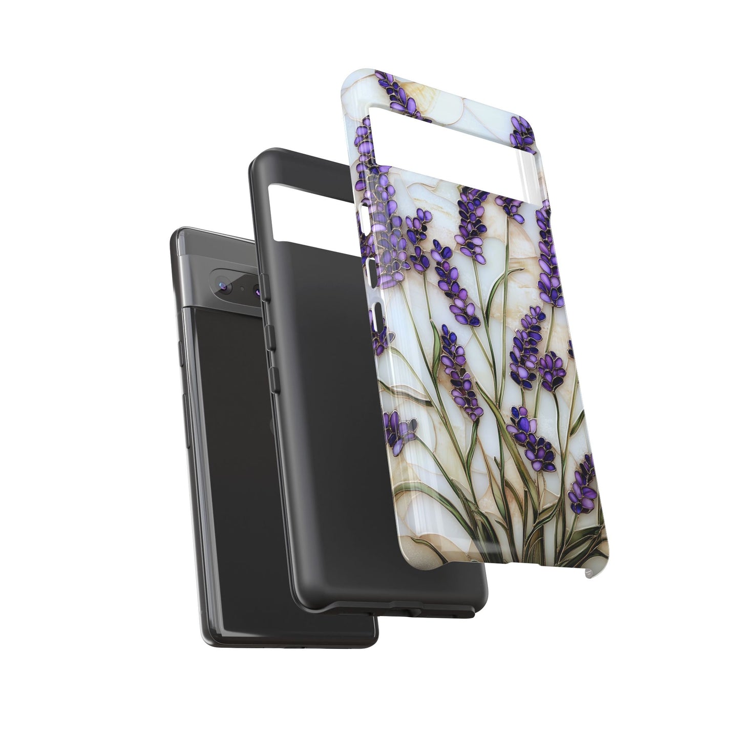 Floral Phone Case With Lavender in Stained Glass Motif