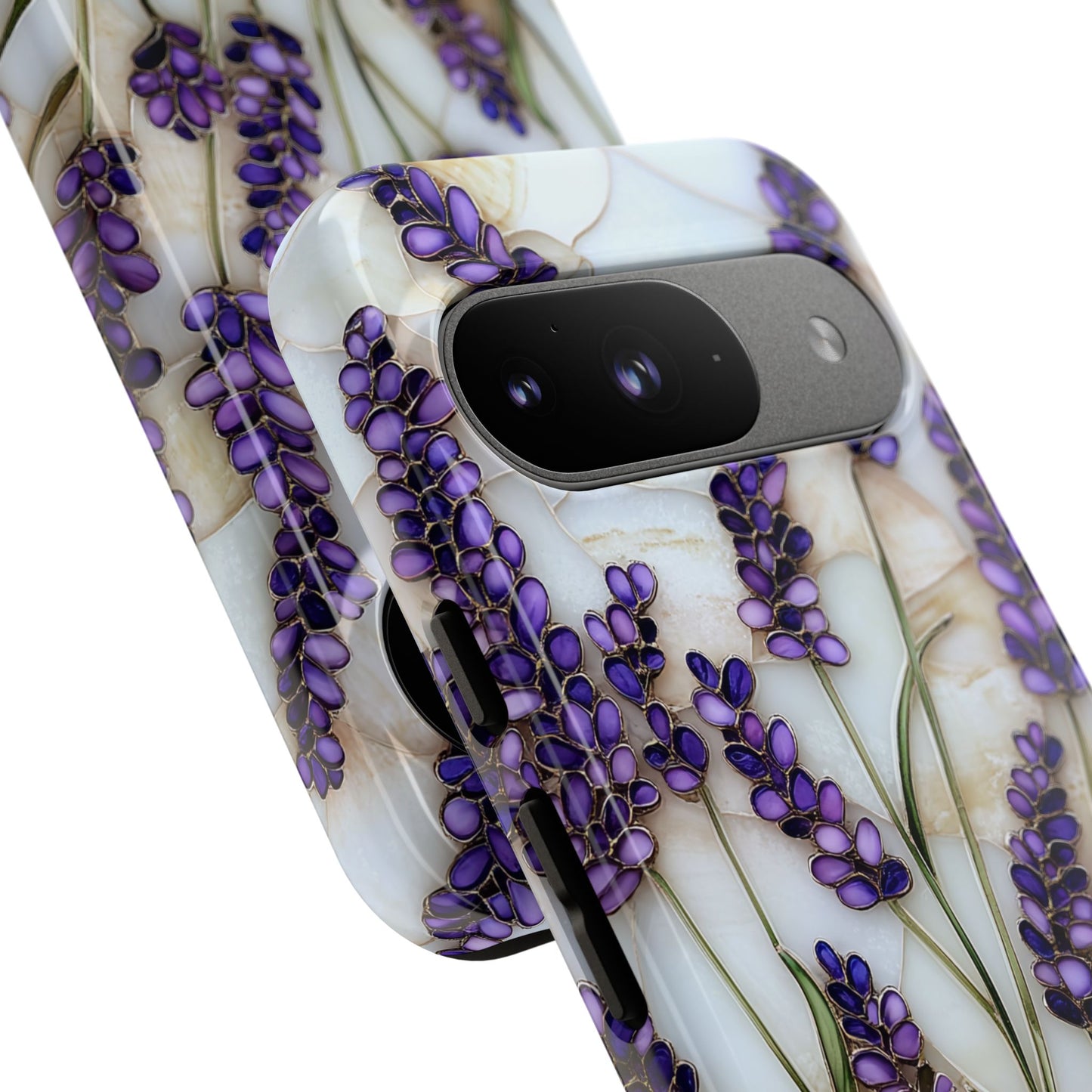 Floral Phone Case With Lavender in Stained Glass Motif