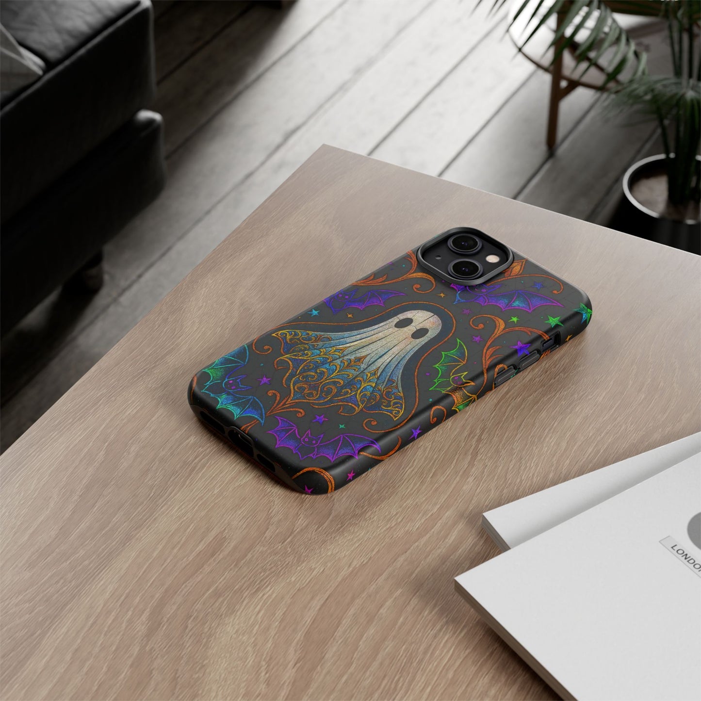 Spooky Cute Ghost Phone Cases - Adorable Neon Bats