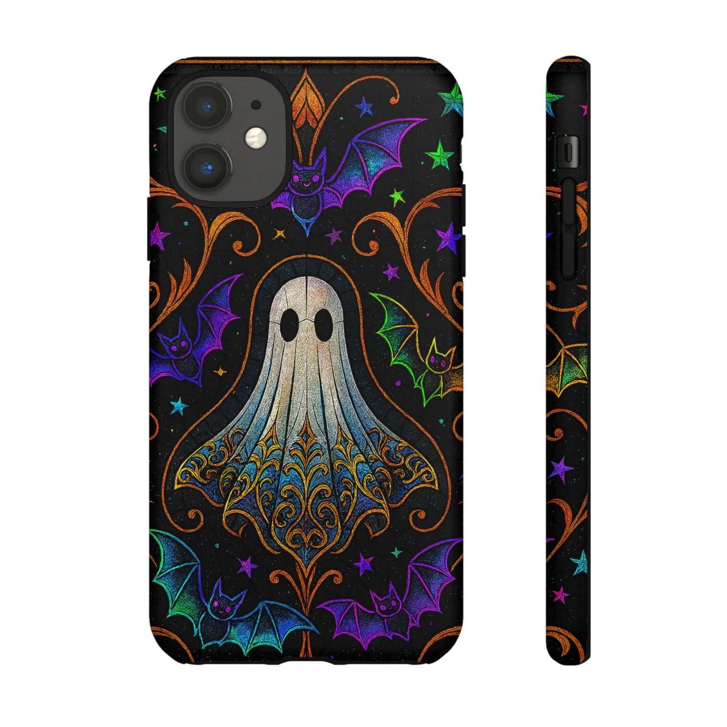 Spooky Cute Ghost Phone Cases - Adorable Neon Bats
