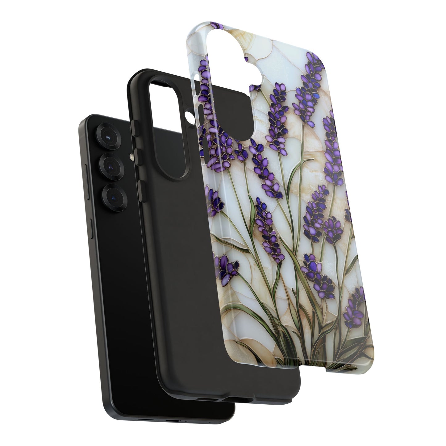 Floral Phone Case With Lavender in Stained Glass Motif