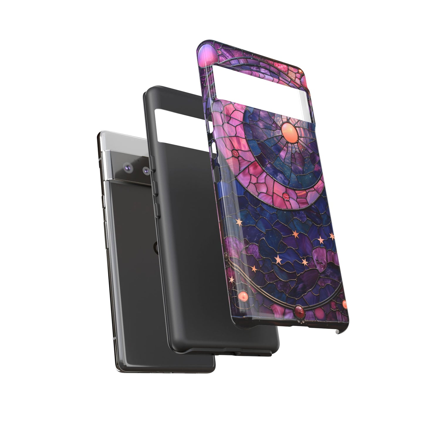 Pink Moon Tough Phone Cases in Stained Glass Design
