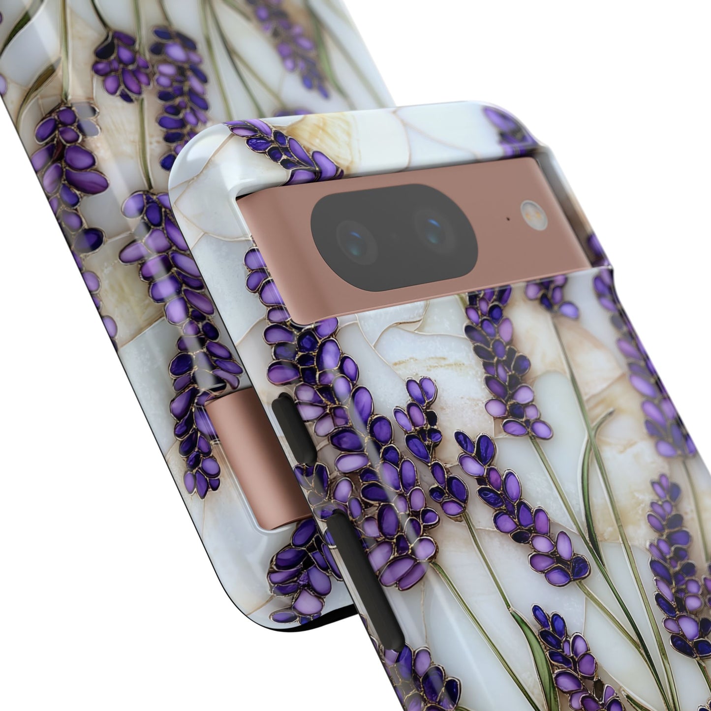 Floral Phone Case With Lavender in Stained Glass Motif