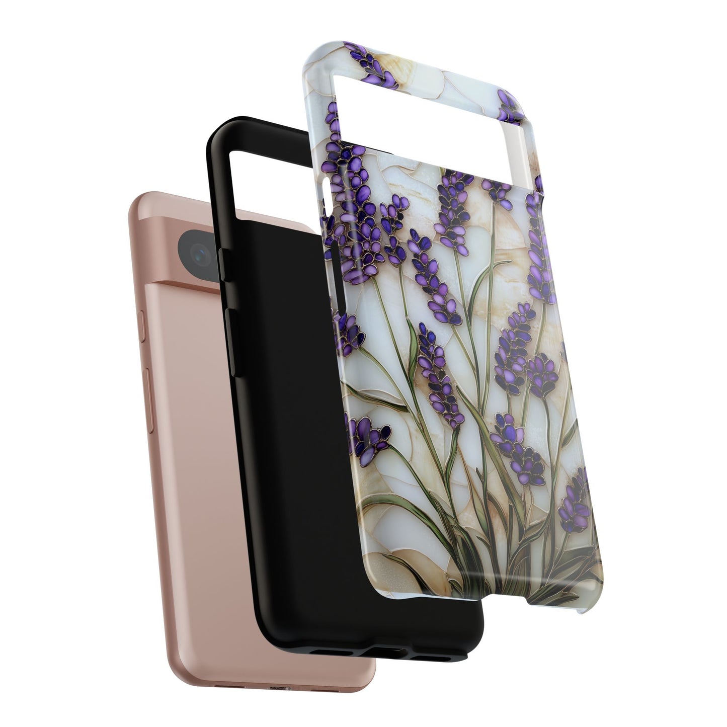 Floral Phone Case With Lavender in Stained Glass Motif