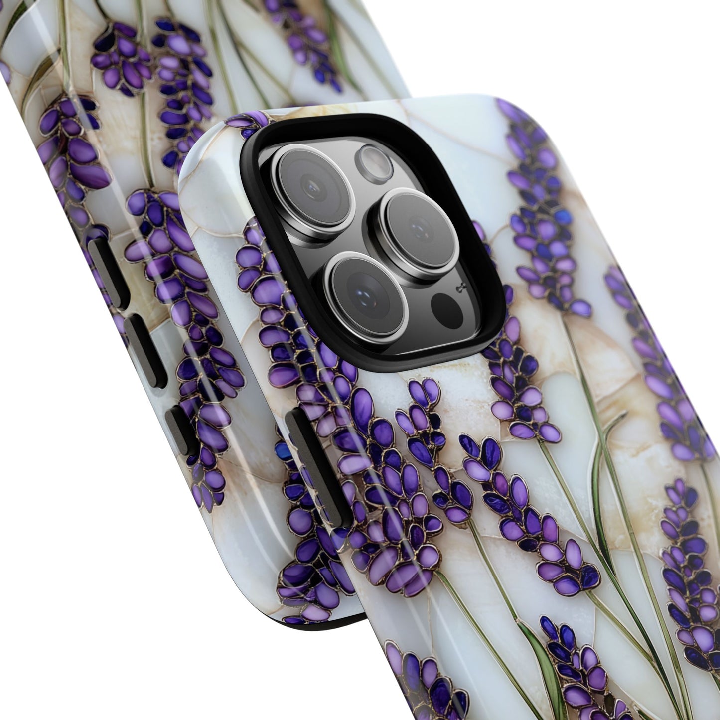 Floral Phone Case With Lavender in Stained Glass Motif