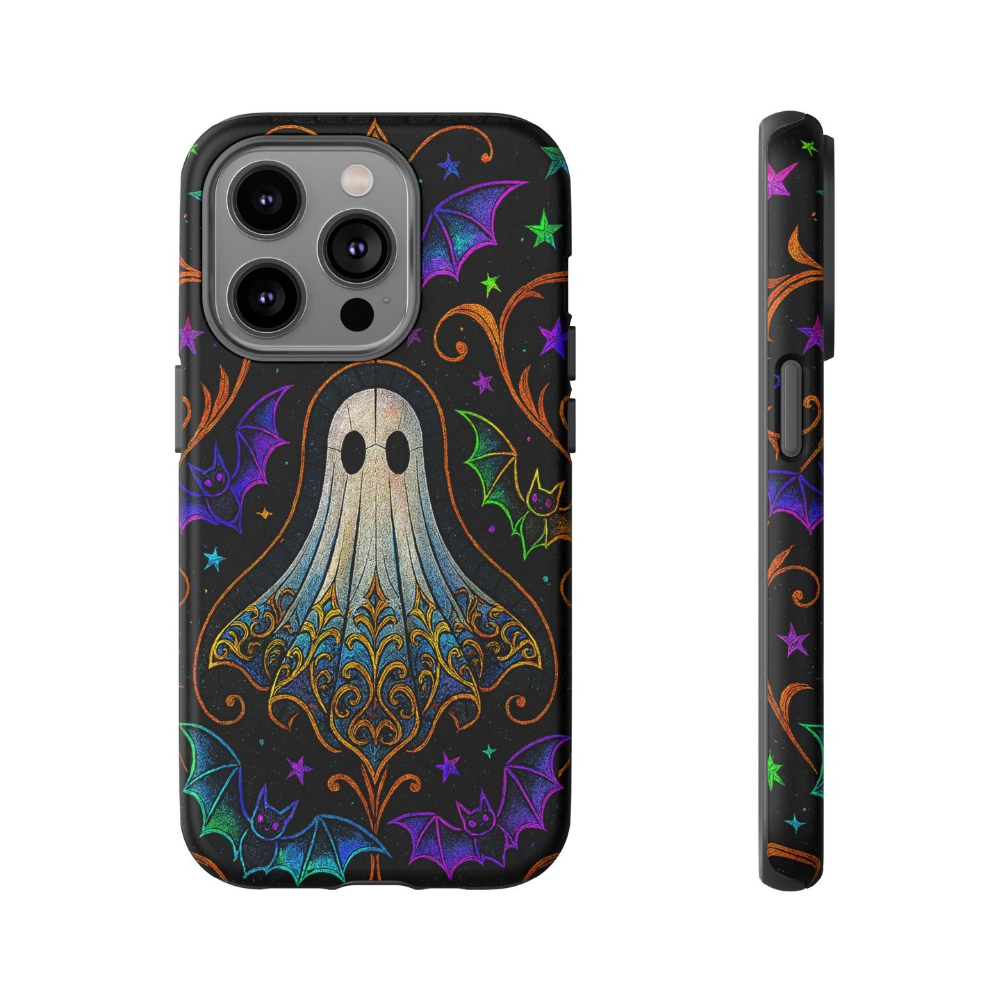 Spooky Cute Ghost Phone Cases - Adorable Neon Bats