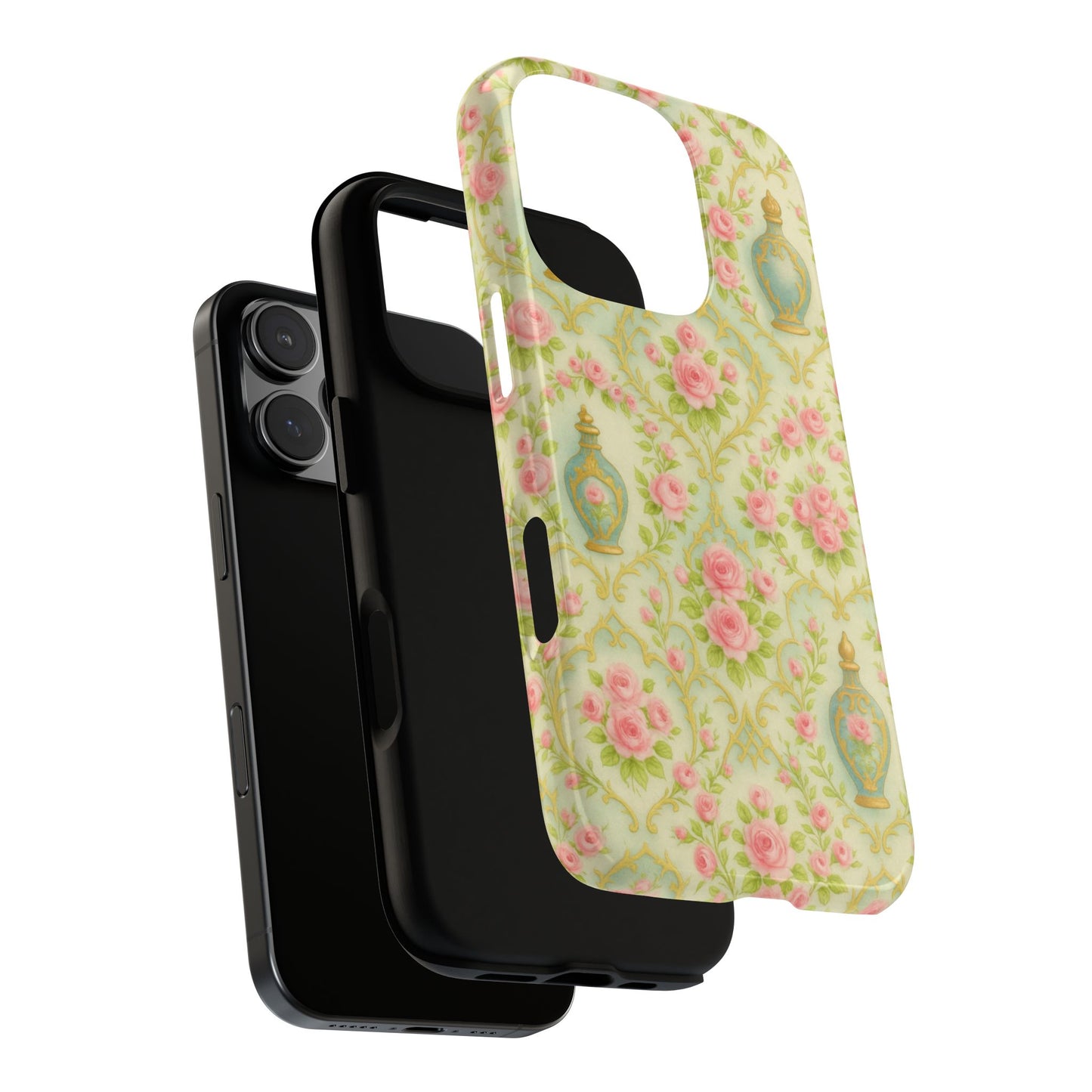 Tough Phone Cases With Perfume in Baroque Floral Aesthetic, Romantic French Pattern