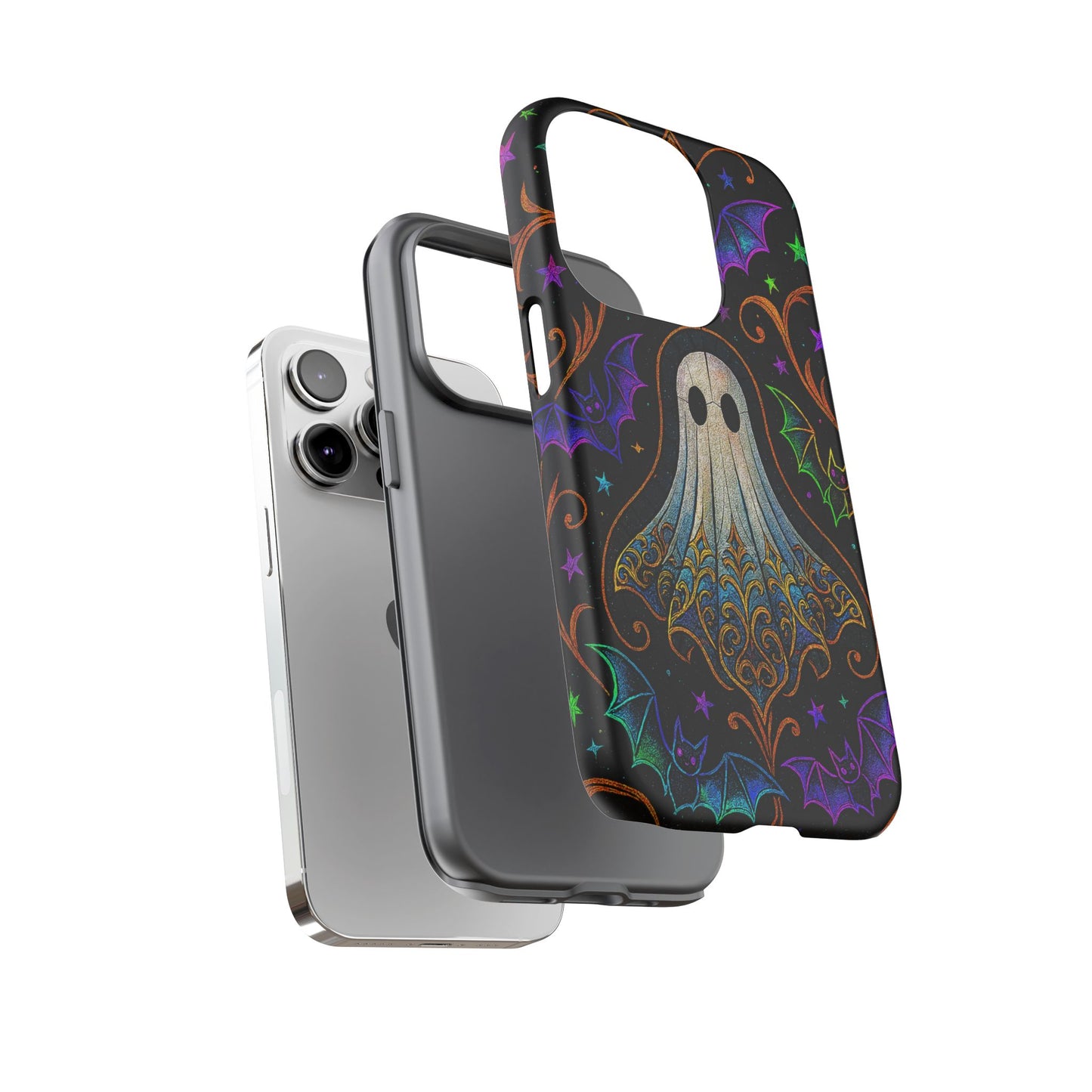 Spooky Cute Ghost Phone Cases - Adorable Neon Bats