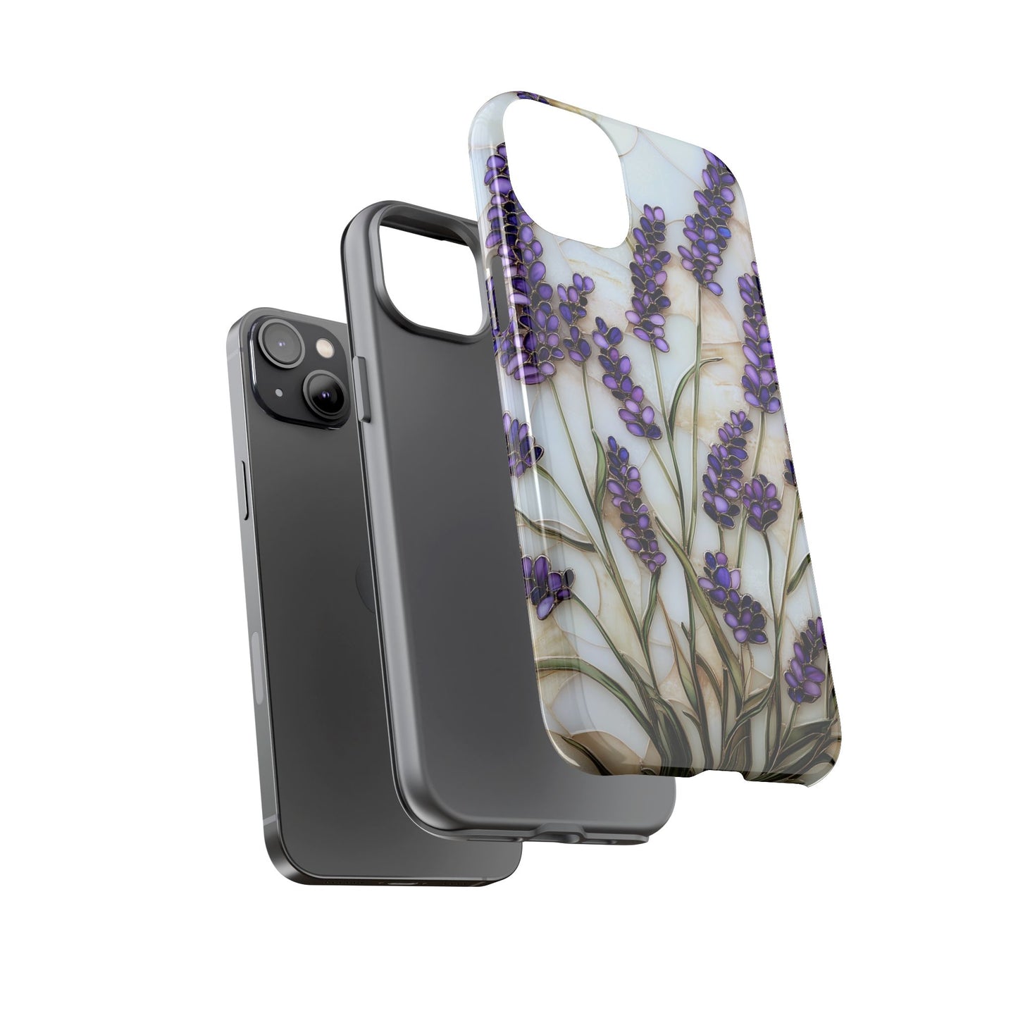 Floral Phone Case With Lavender in Stained Glass Motif