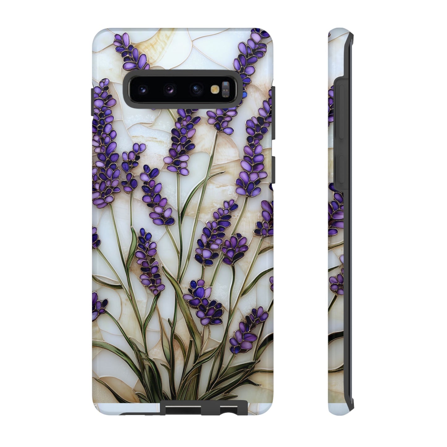 Floral Phone Case With Lavender in Stained Glass Motif