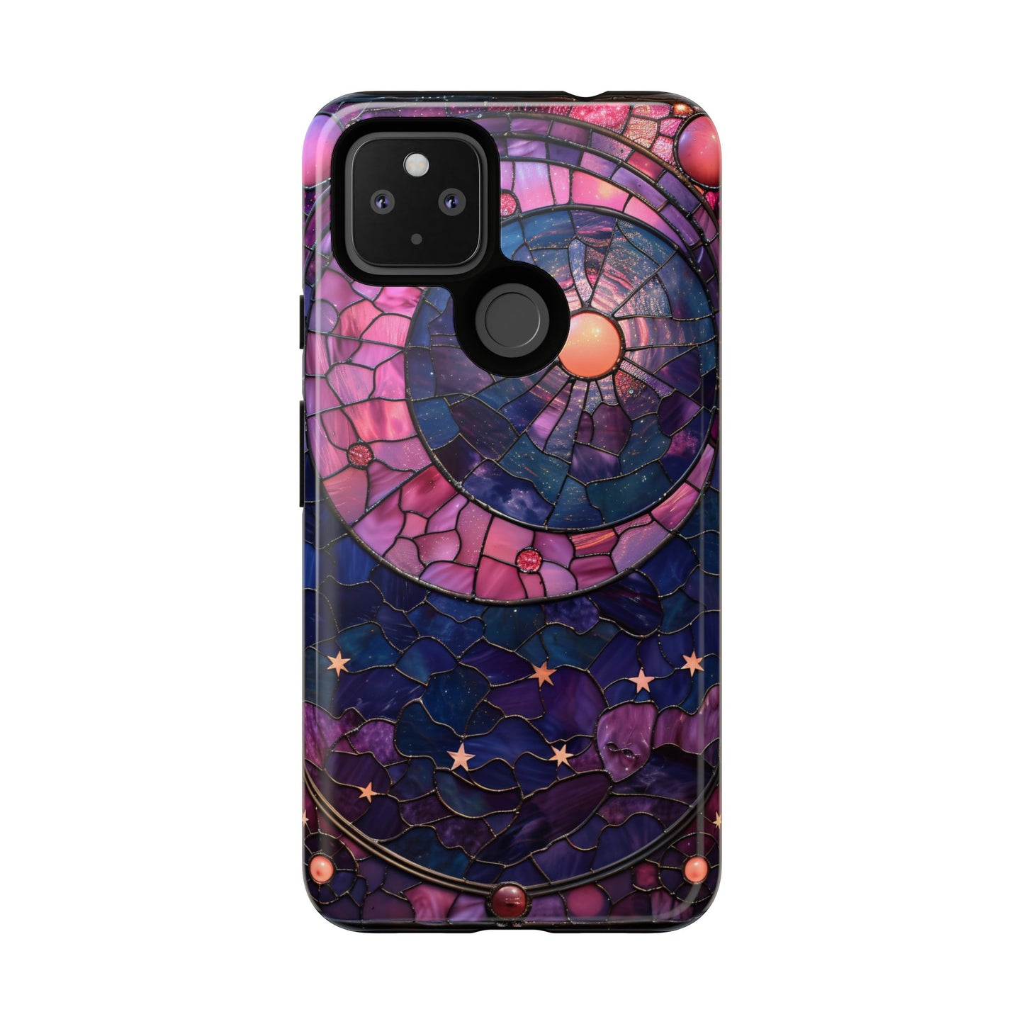 Pink Moon Tough Phone Cases in Stained Glass Design