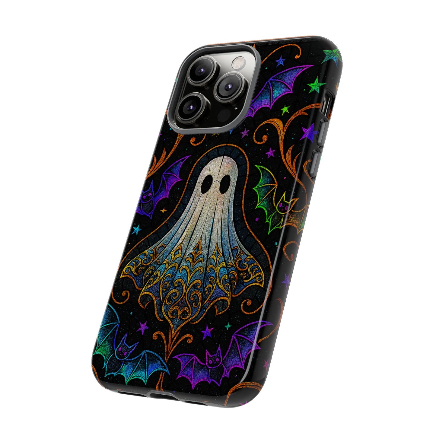 Spooky Cute Ghost Phone Cases - Adorable Neon Bats