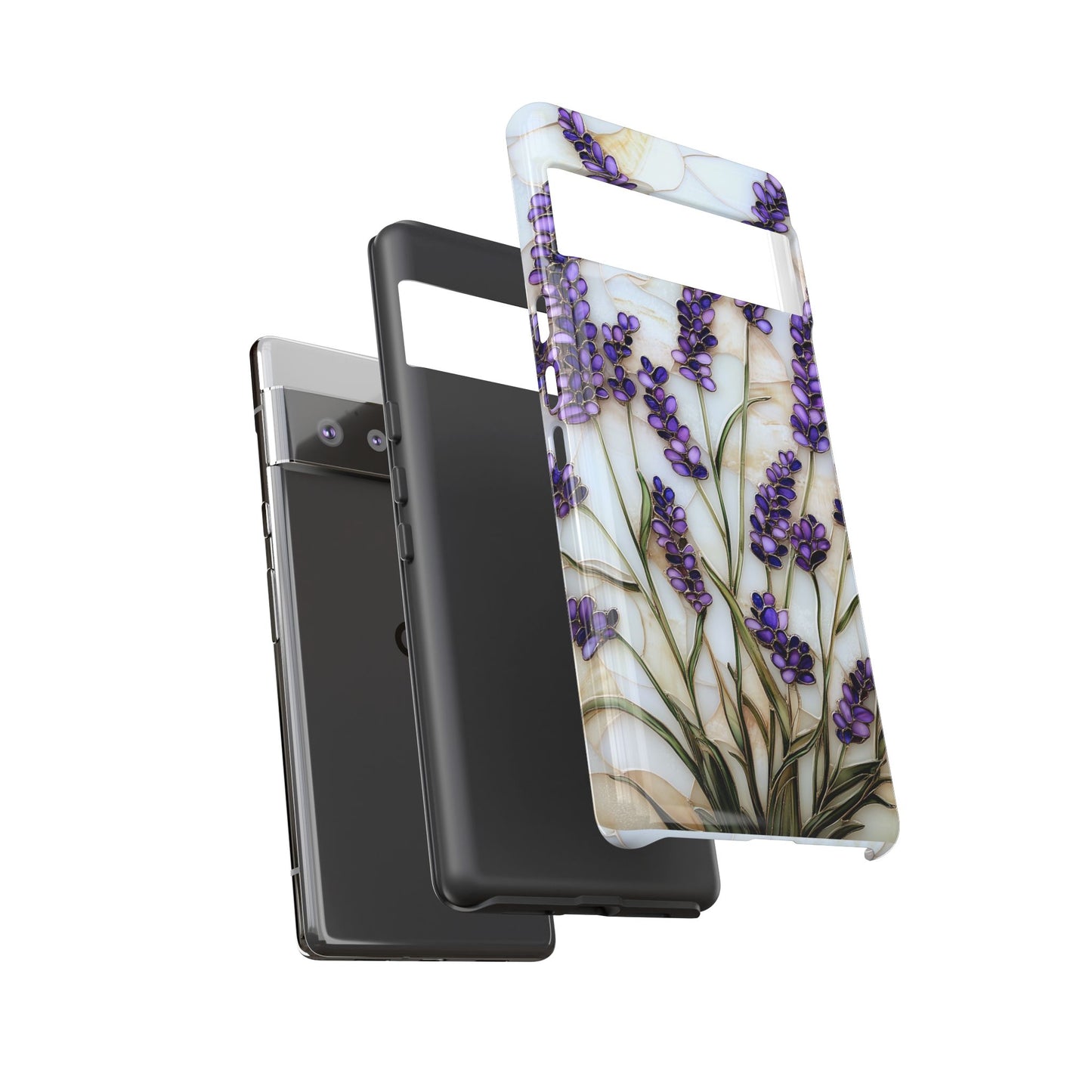 Floral Phone Case With Lavender in Stained Glass Motif