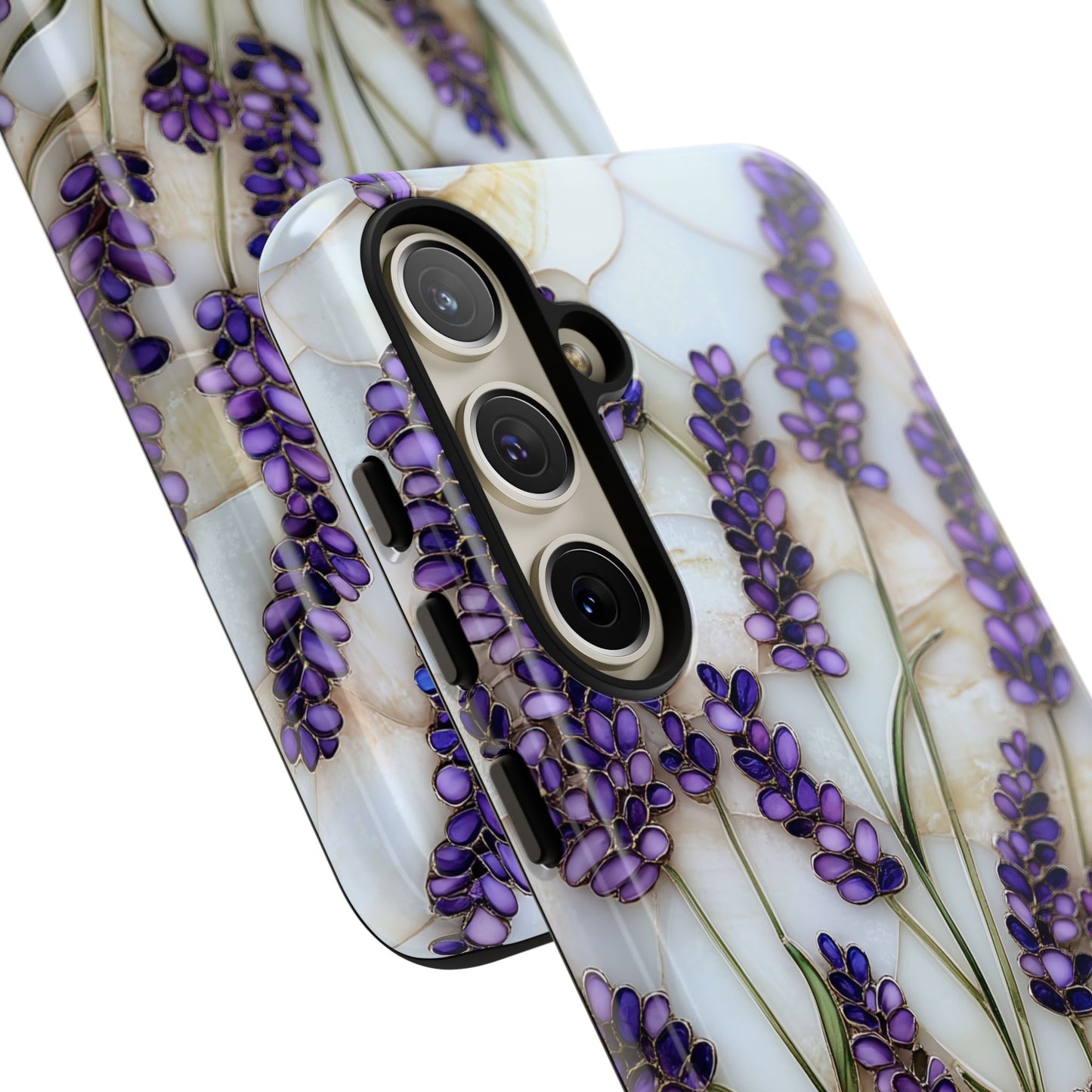 Floral Phone Case With Lavender in Stained Glass Motif