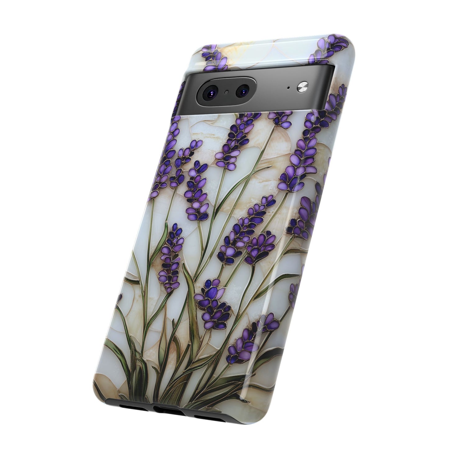Floral Phone Case With Lavender in Stained Glass Motif