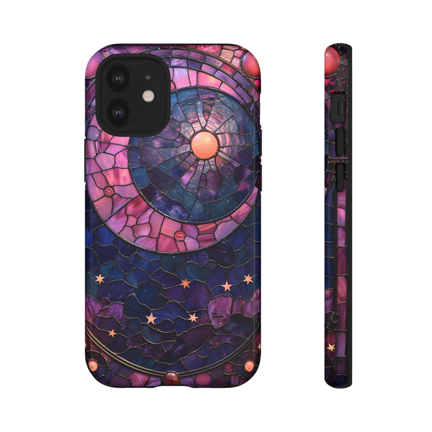 Pink Moon Tough Phone Cases in Stained Glass Design