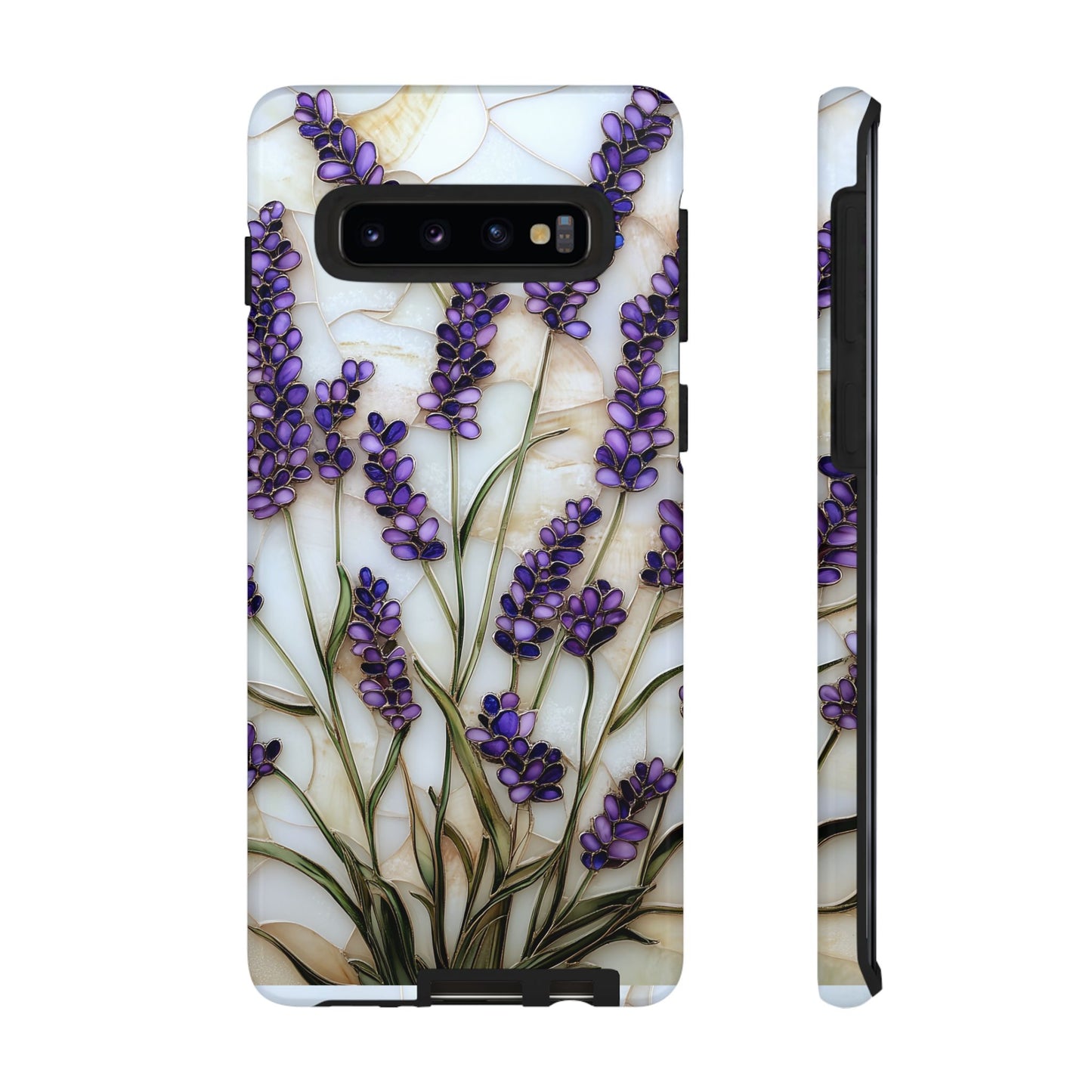 Floral Phone Case With Lavender in Stained Glass Motif