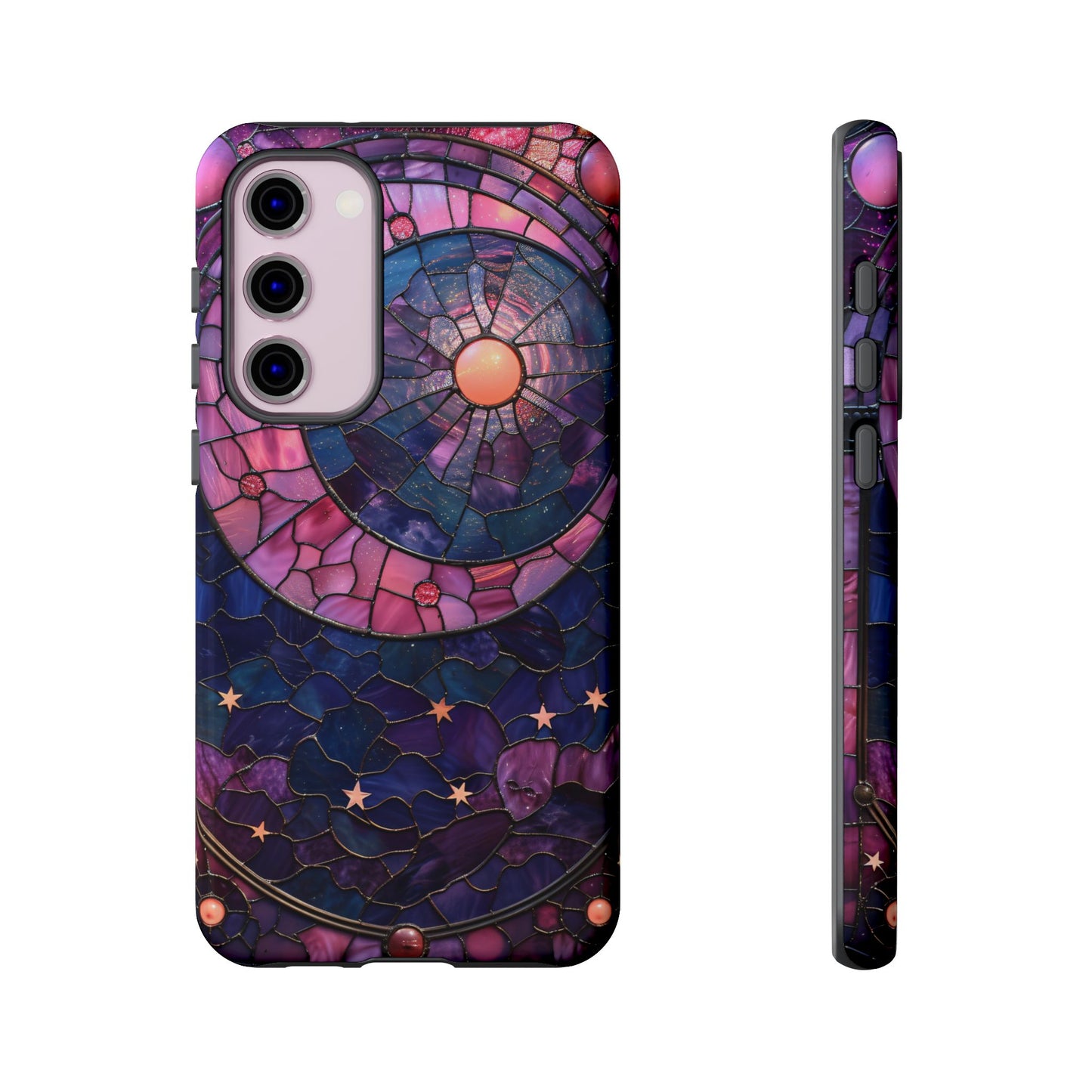 Pink Moon Tough Phone Cases in Stained Glass Design