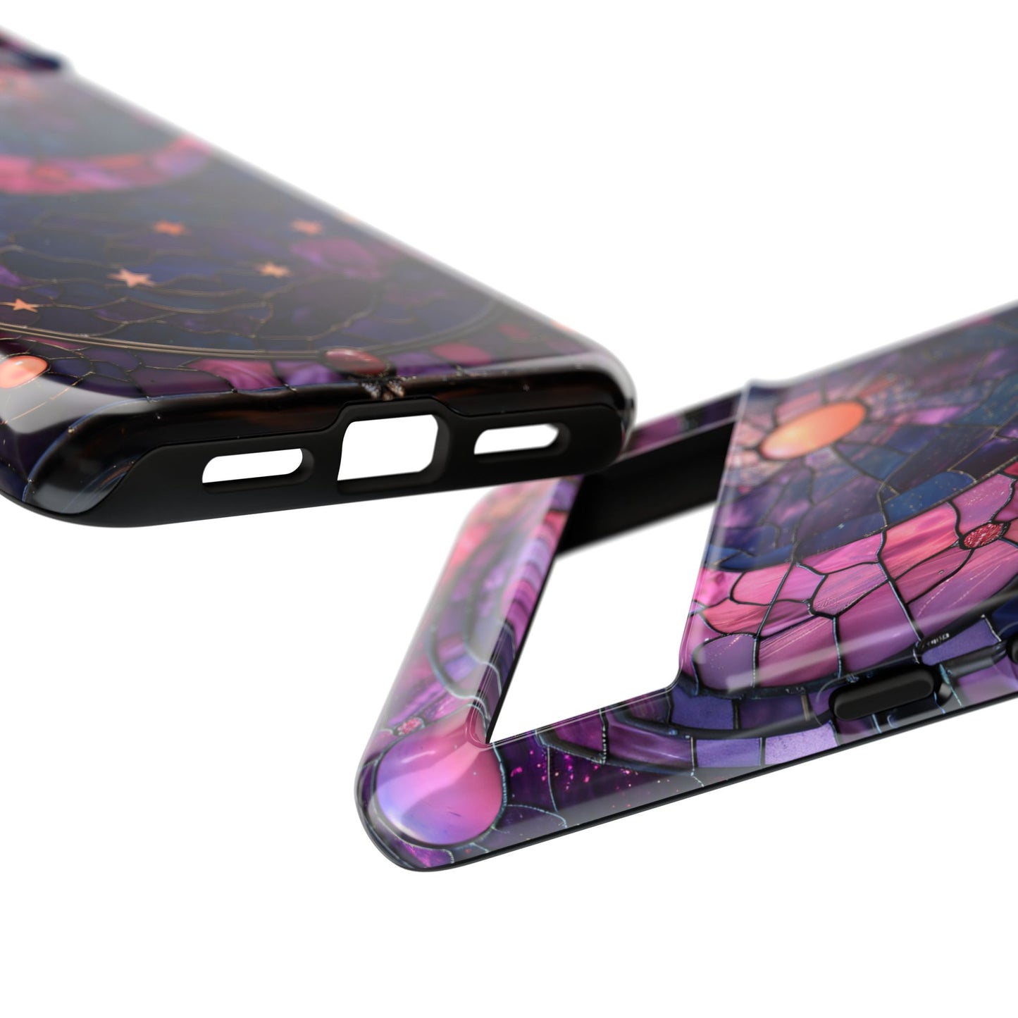 Pink Moon Tough Phone Cases in Stained Glass Design