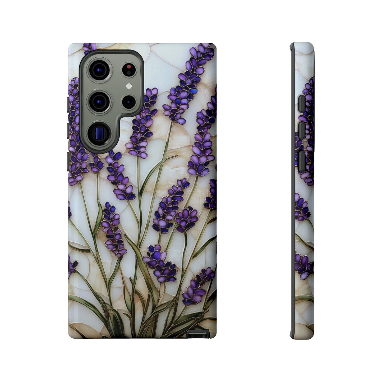 Floral Phone Case With Lavender in Stained Glass Motif