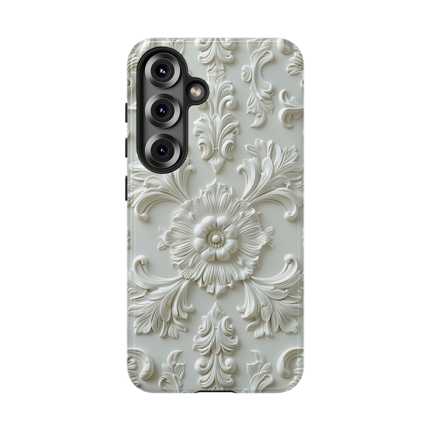 Off-White Floral Phone Case in Baroque Carved Plaster Ceiling Design