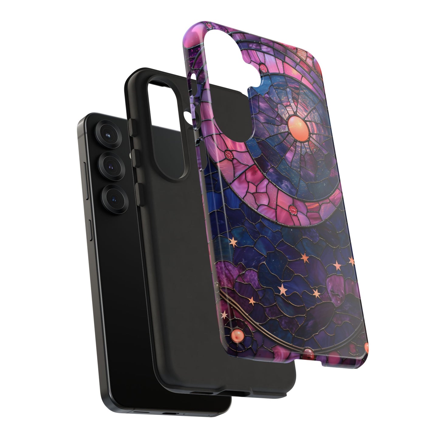 Pink Moon Tough Phone Cases in Stained Glass Design